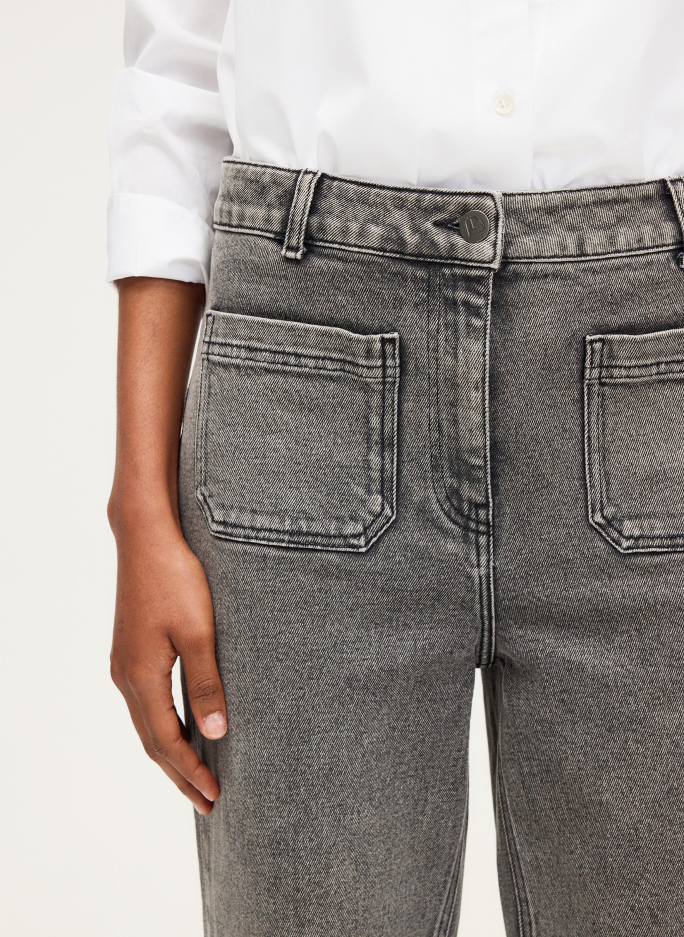 Cotton-blend straight jeans PABLO Grey