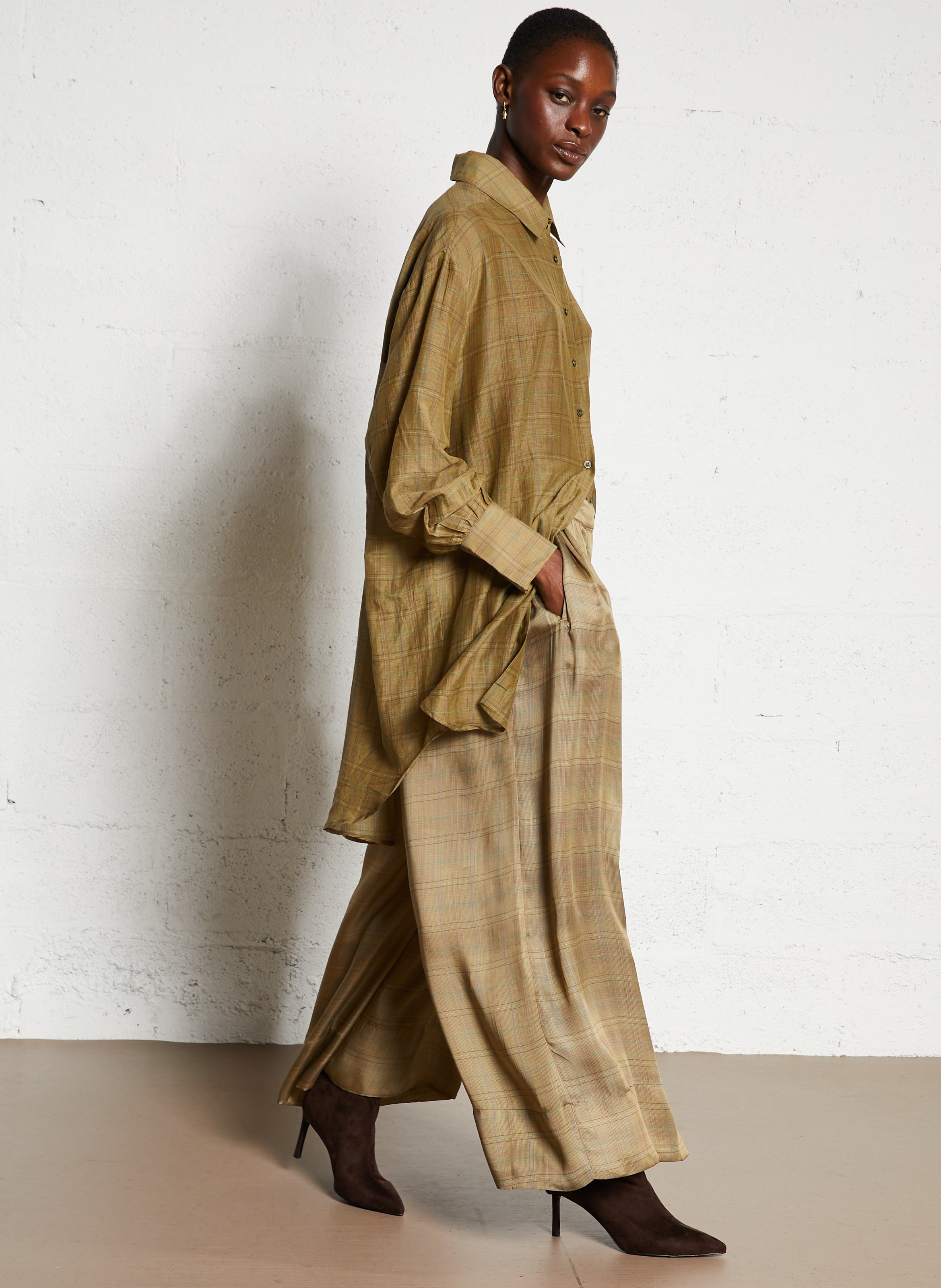 Bottines à talons en cuir velours MI/MAI Marron