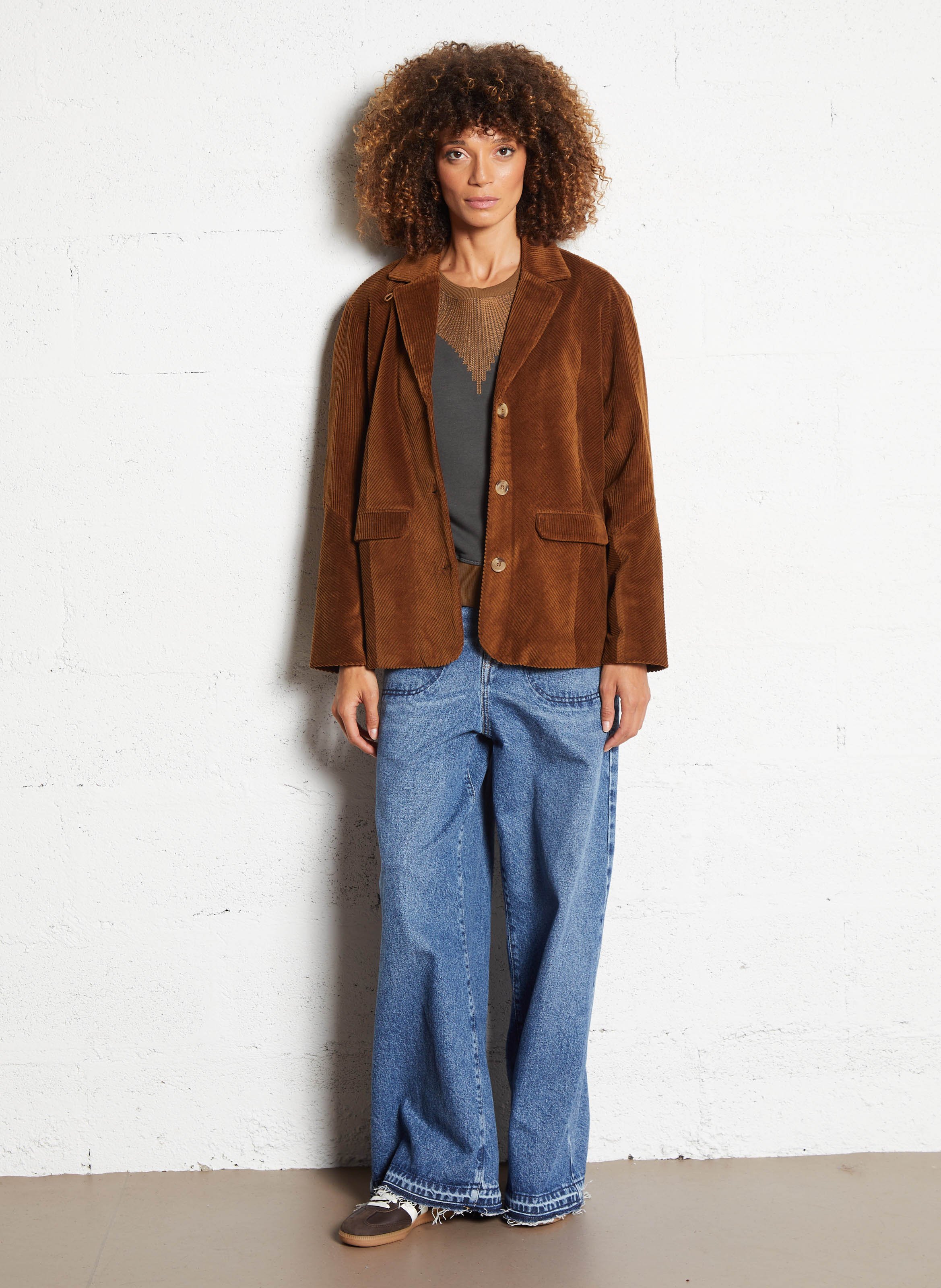 Chaqueta sastre de pana LEON & HARPER Marron