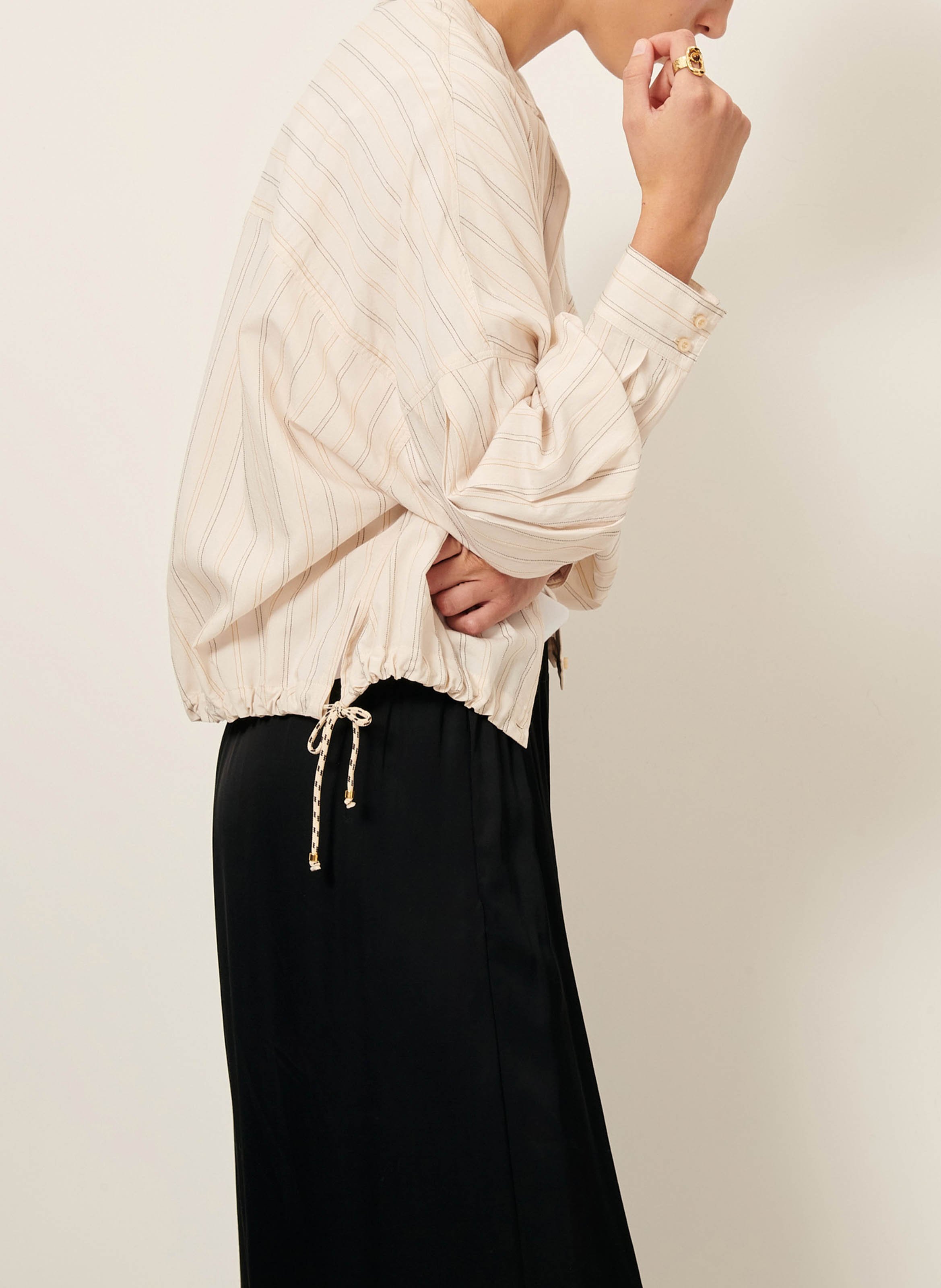 Chemise à rayures col rond SESSUN Beige