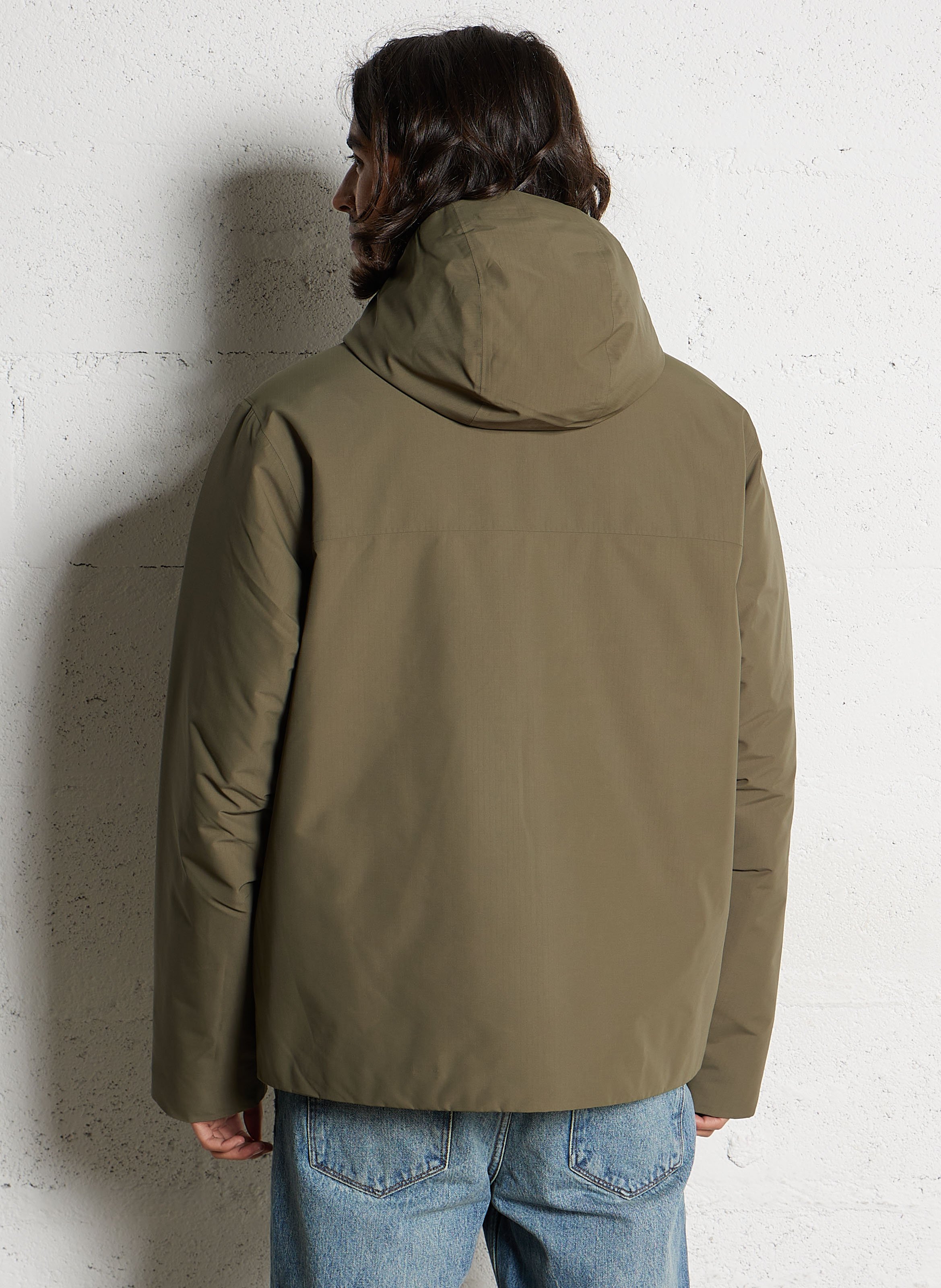 Buttoned and zipped high-neck fitted raincoat PATAGONIA Green