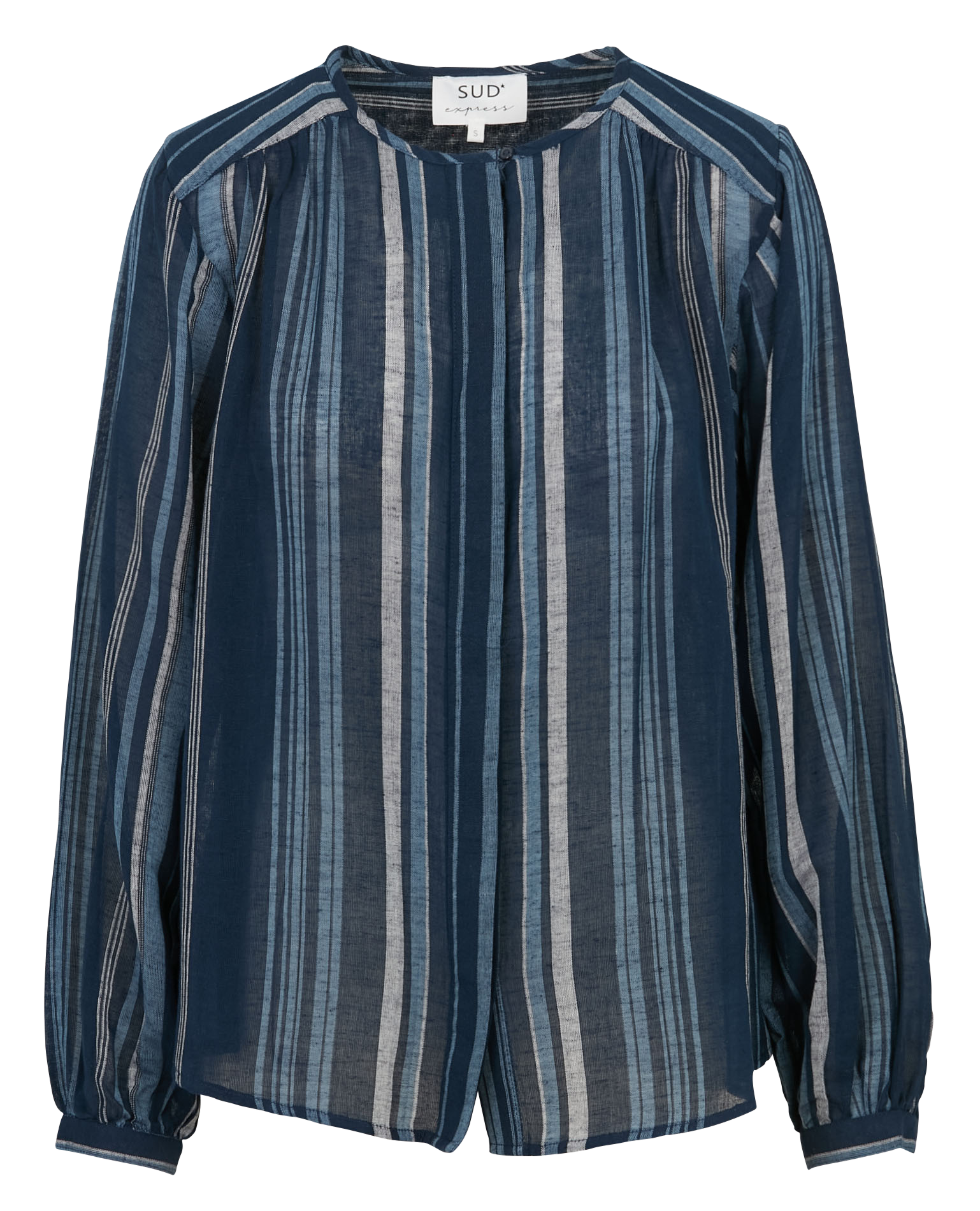 Katoenen blouse met ronde hals SUD EXPRESS Blauw