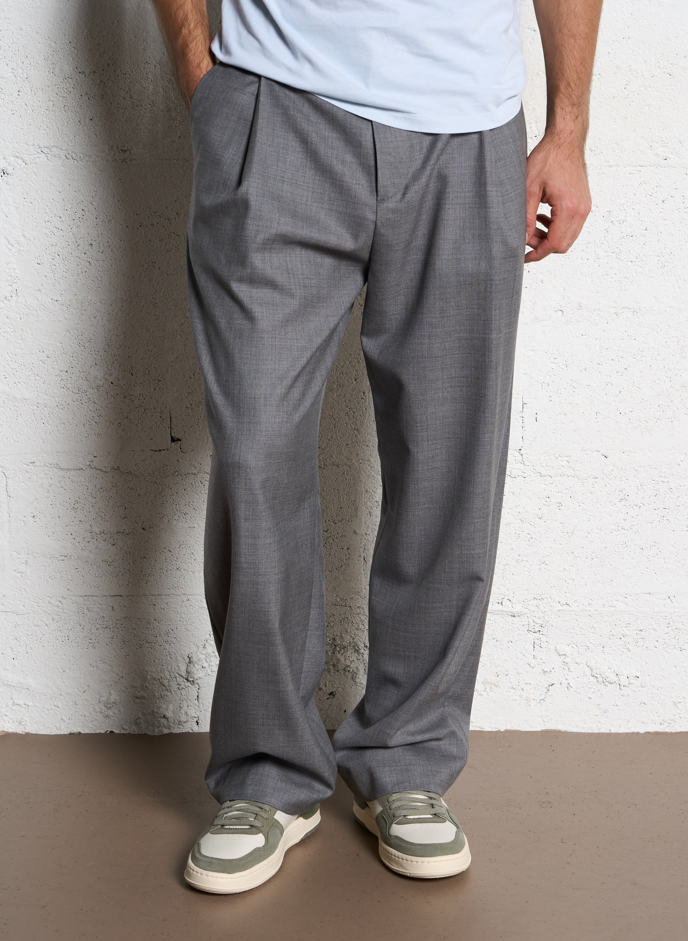 Bandol straight woollen trousers IKKS Grey
