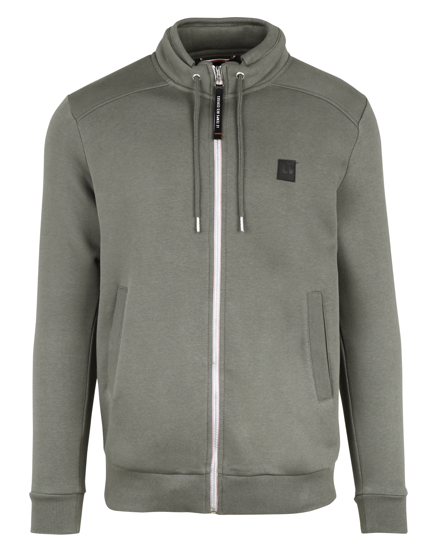 Cotton-blend sweater with zip-up neck LE TEMPS DES CERISES Green