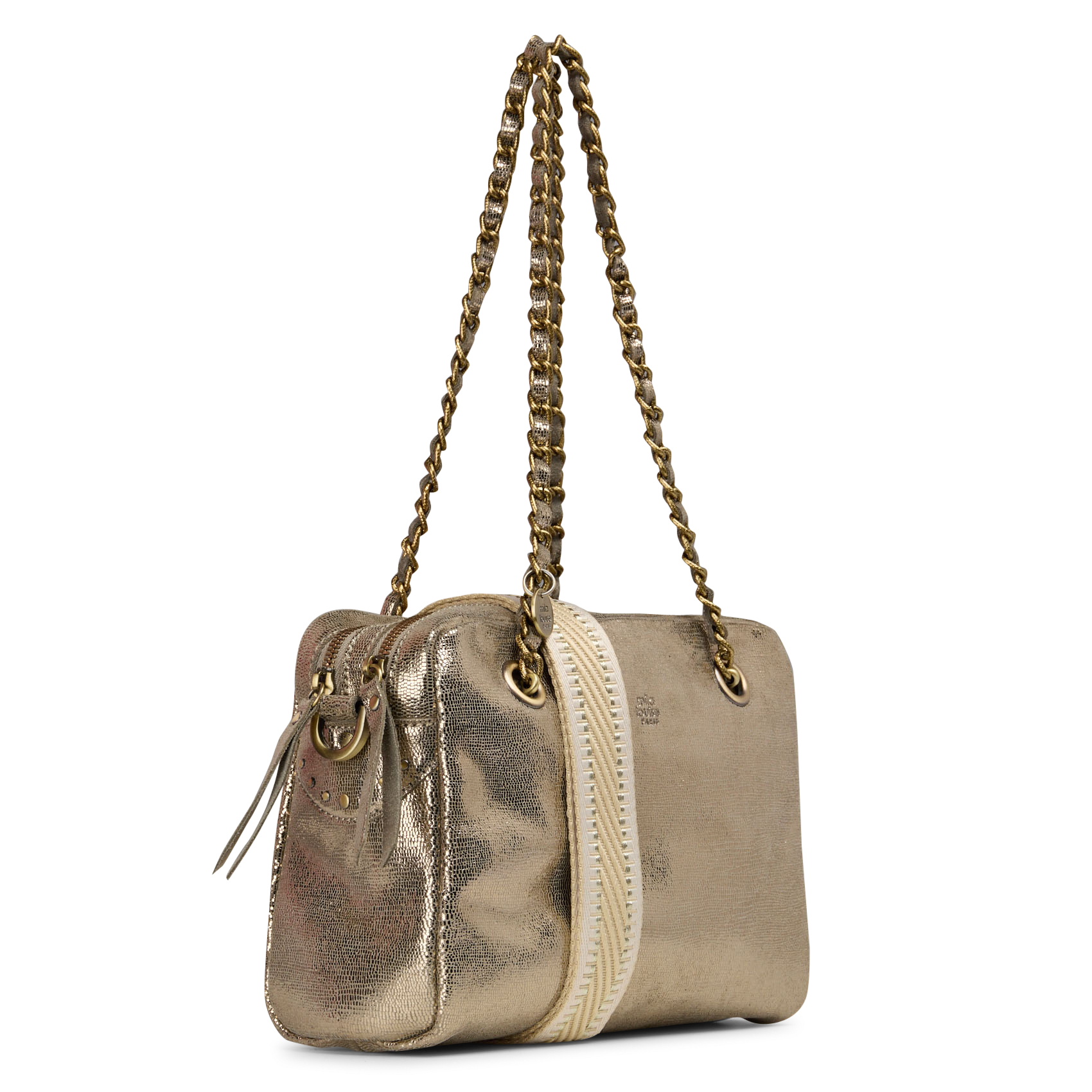 Schoudertas met dubbele compartimenten van leer MILA LOUISE Groen