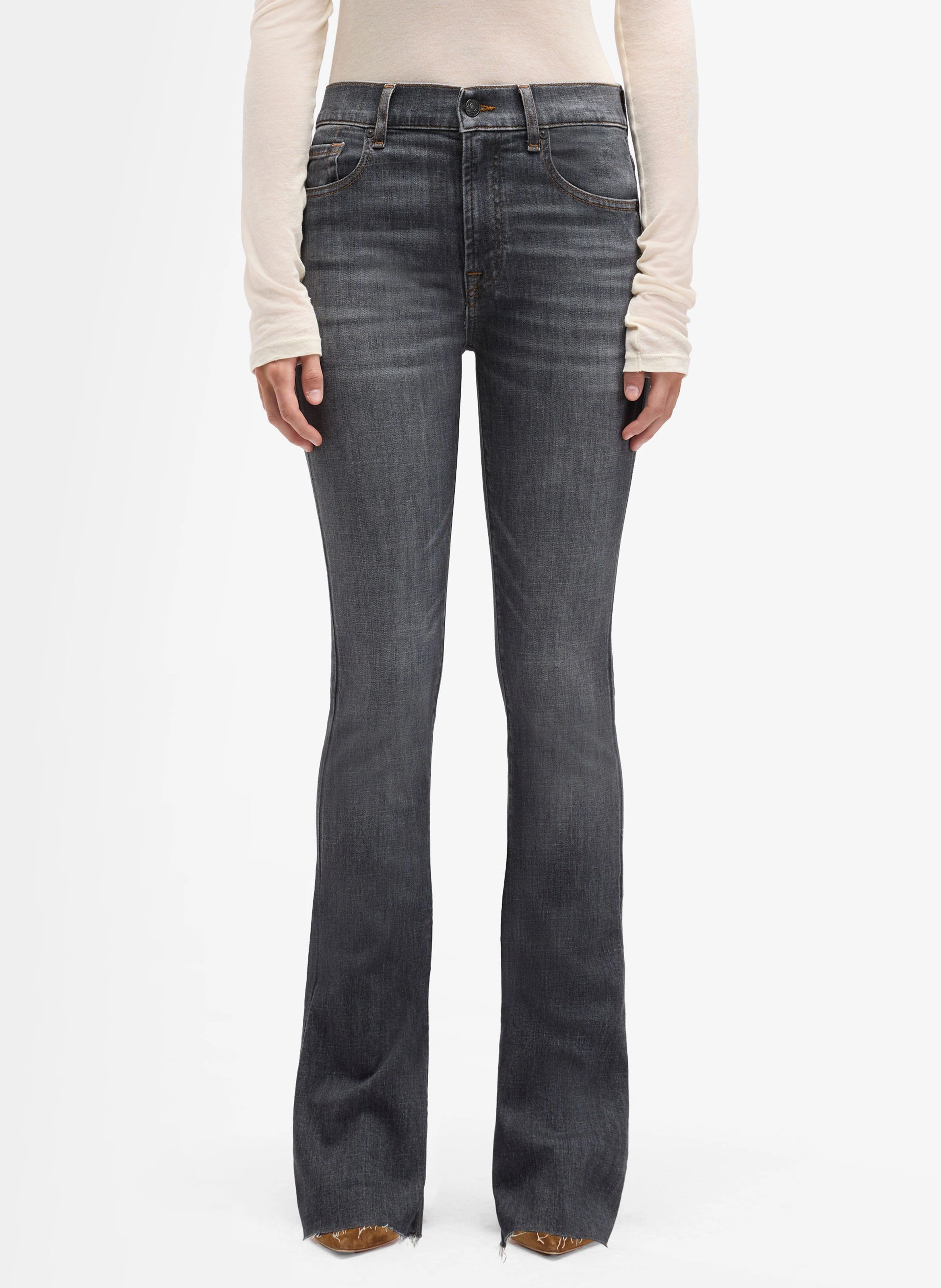 Bootcut-jeans | katoenblend 7 FOR ALL MANKIND Zwart