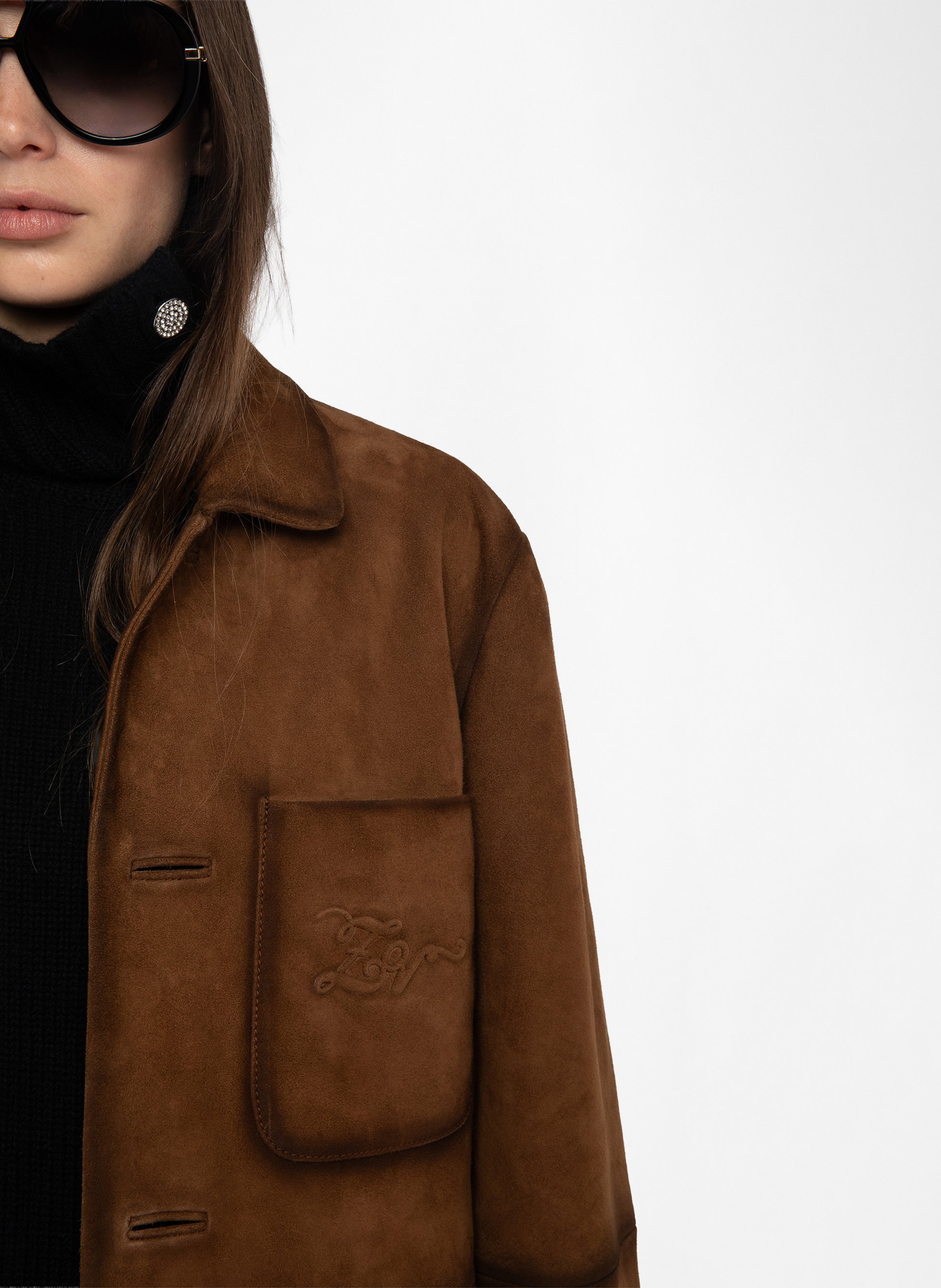 Leather jacket with classic collar ZADIG&VOLTAIRE Brown