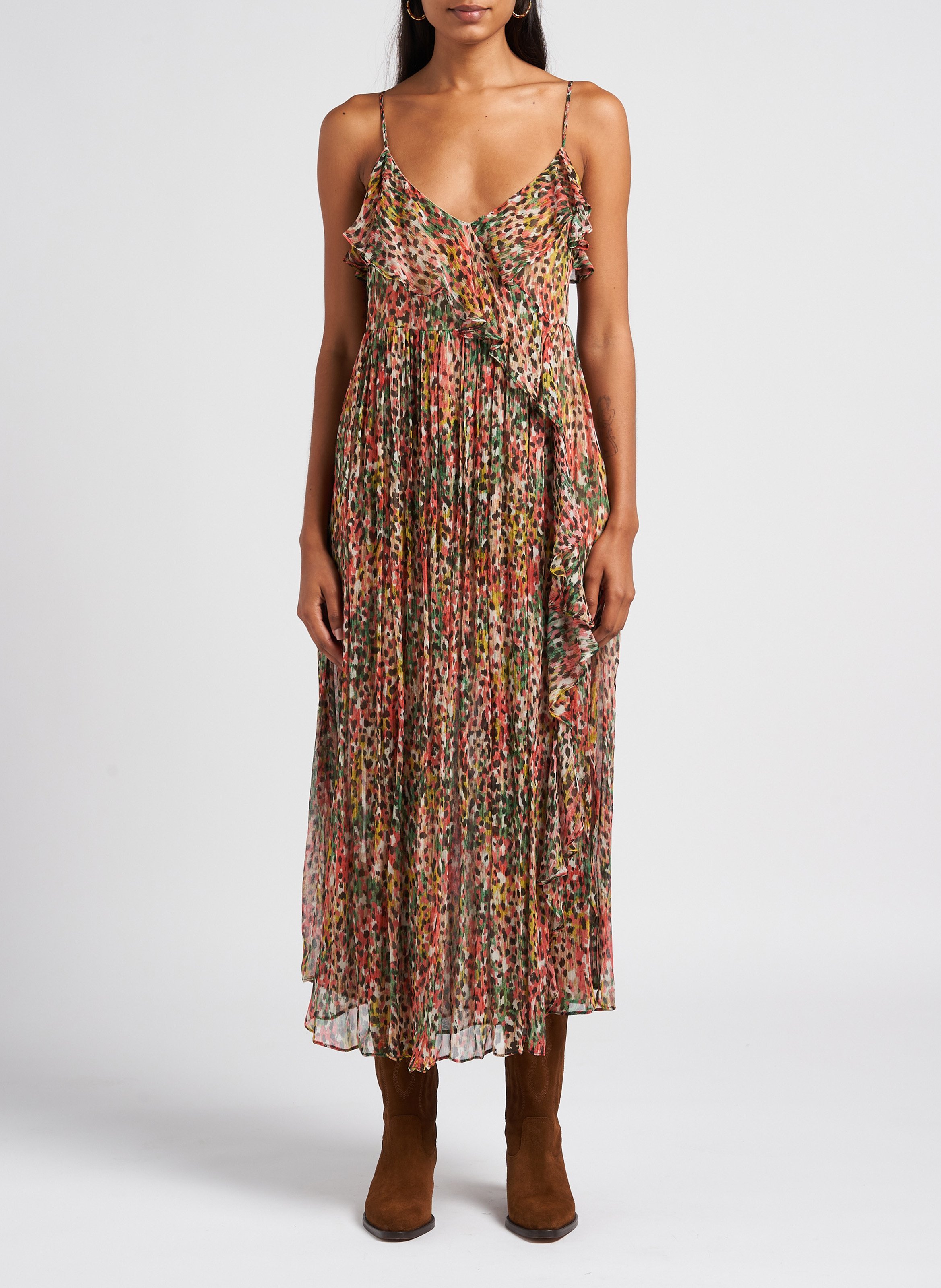 Long printed viscose dress TWINSET Multicolored