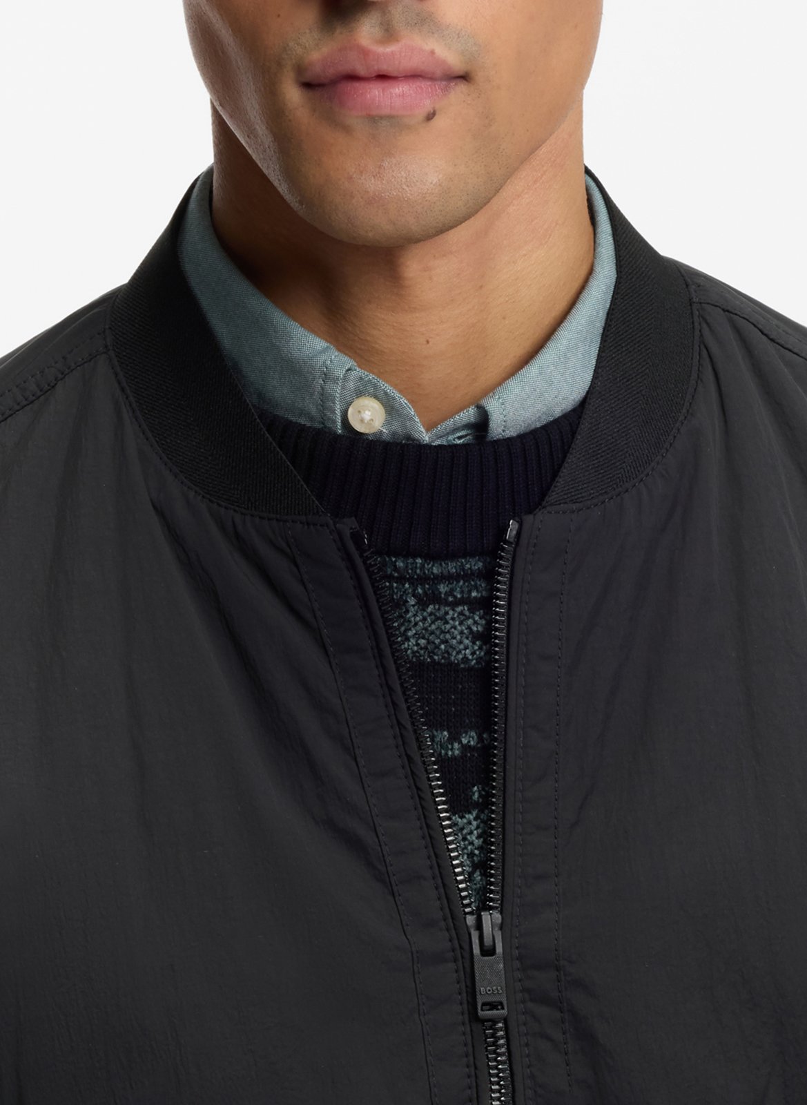 Straight teddy collar jacket BOSS Black