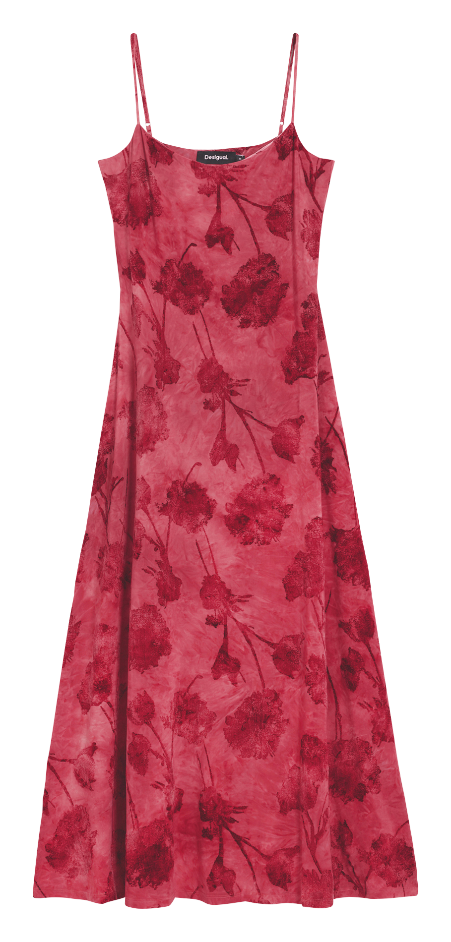 Lange jurk met bloemenprint bandjes DESIGUAL Rood
