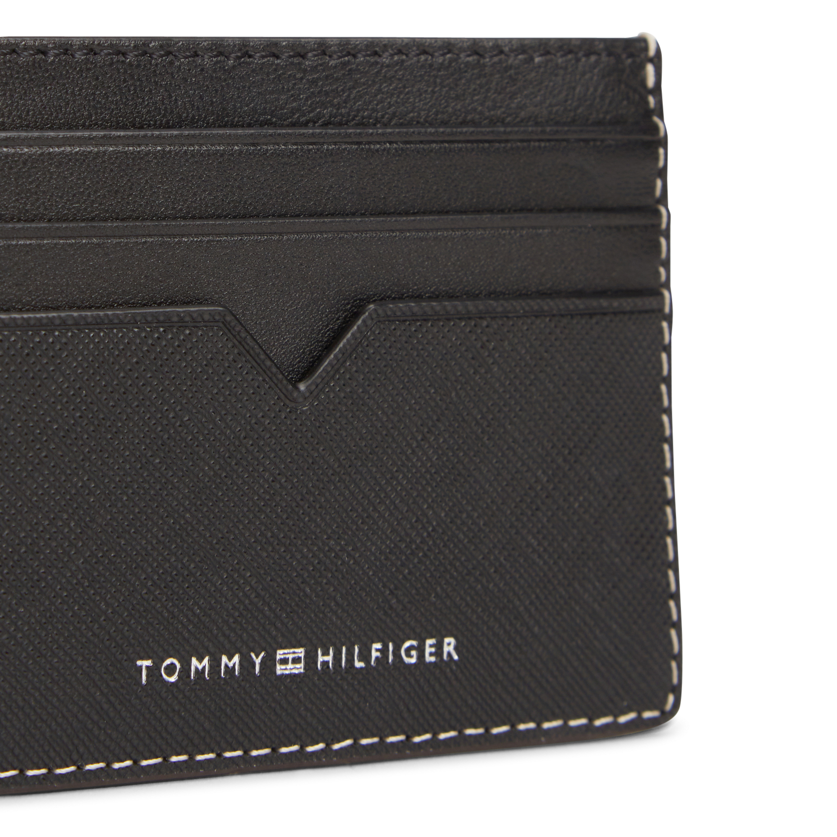 - 100% leer, - 6 kaarthoudersplitten, - 1 centrale zak, - Afmetingen: L10 x H7 cm. TOMMY HILFIGER Zwart
