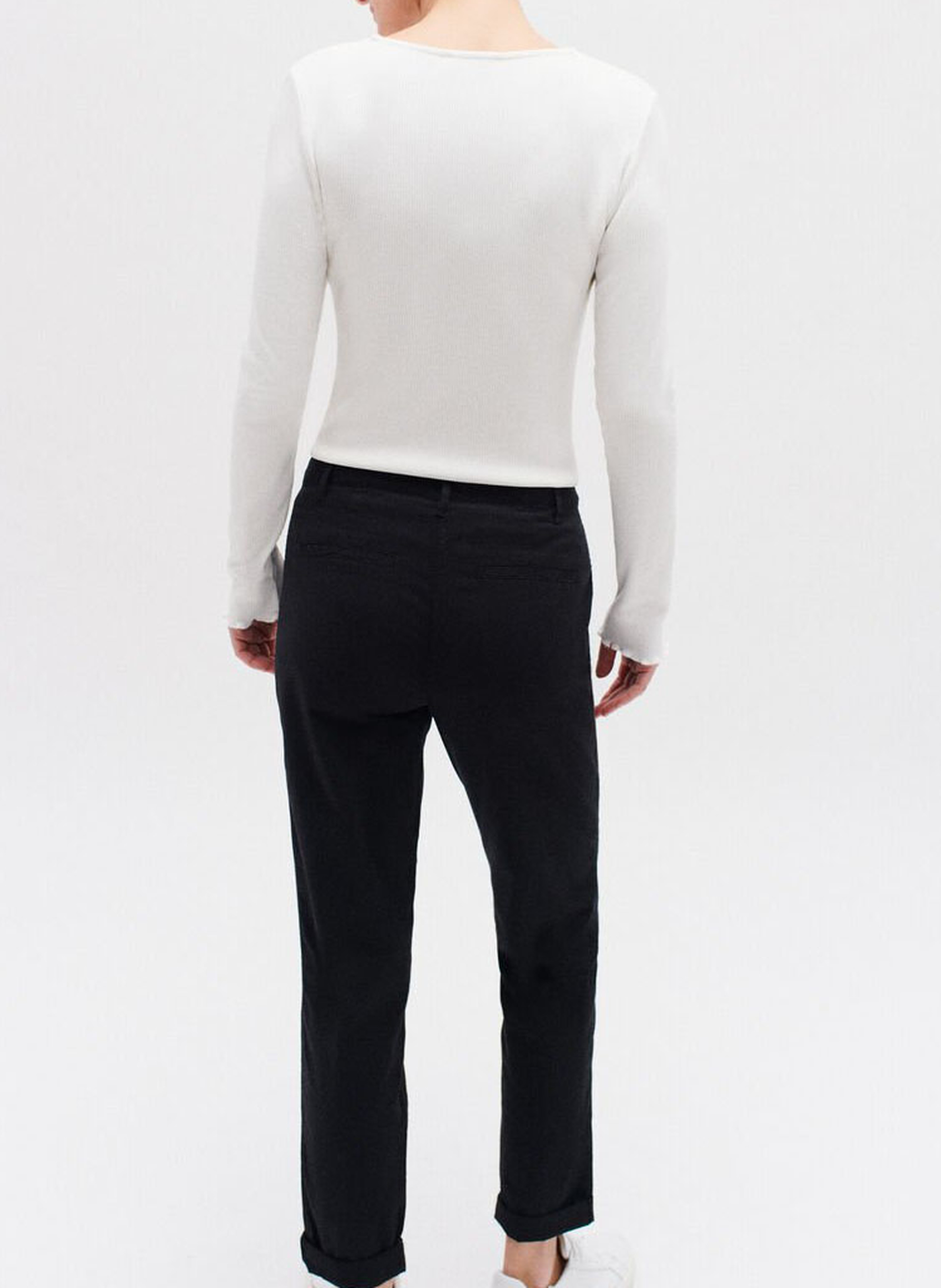Pantalon chino en coton mélangé CAROLL Noir