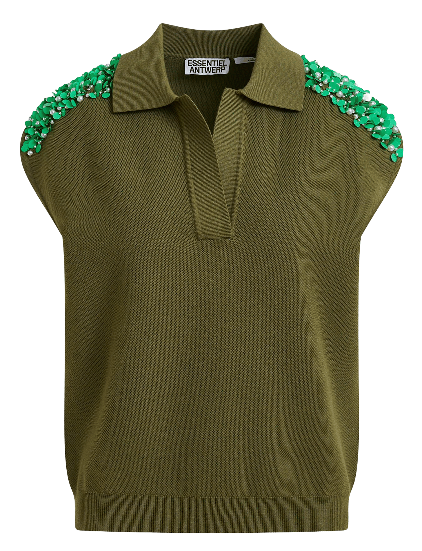 Top with polo shirt collar ESSENTIEL ANTWERP Green