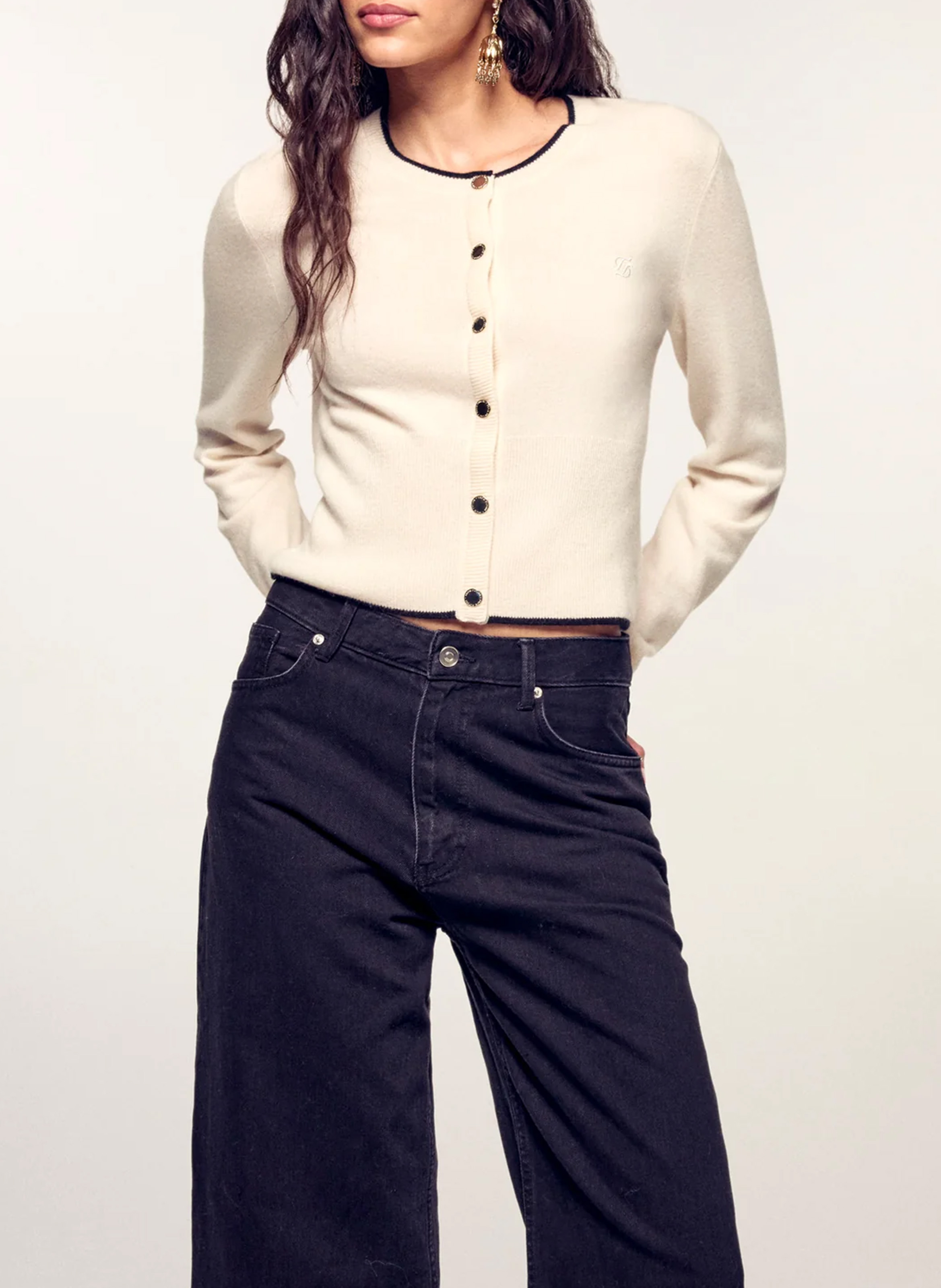 Gilet droit col rond en cachemire FROM FUTURE Beige