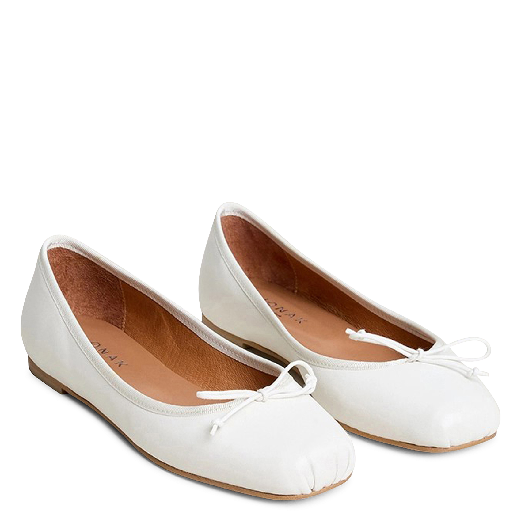 Square-toe leather ballet flats JONAK White