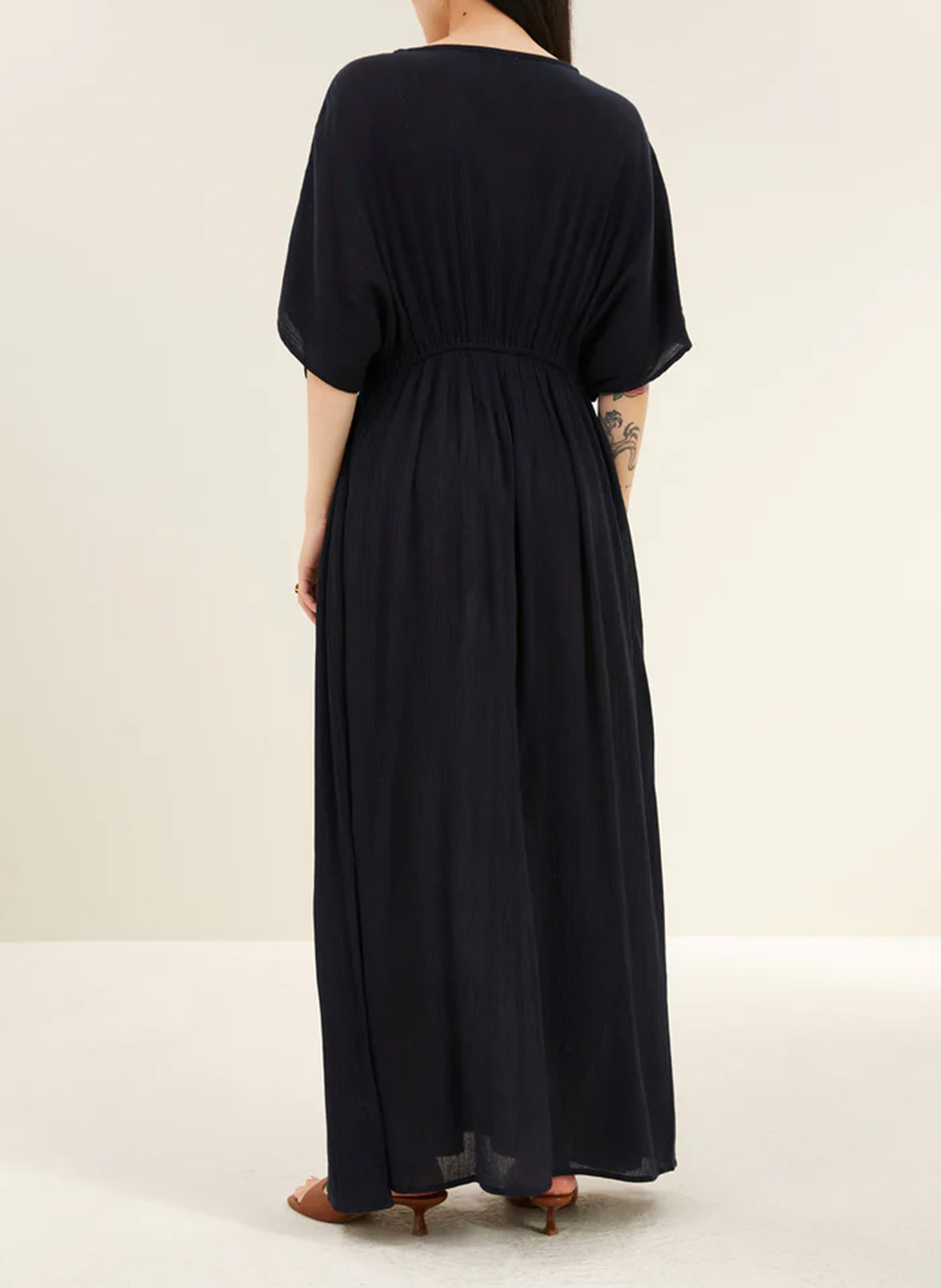 Robe longue ample en coton mélangé BY BAR Bleu