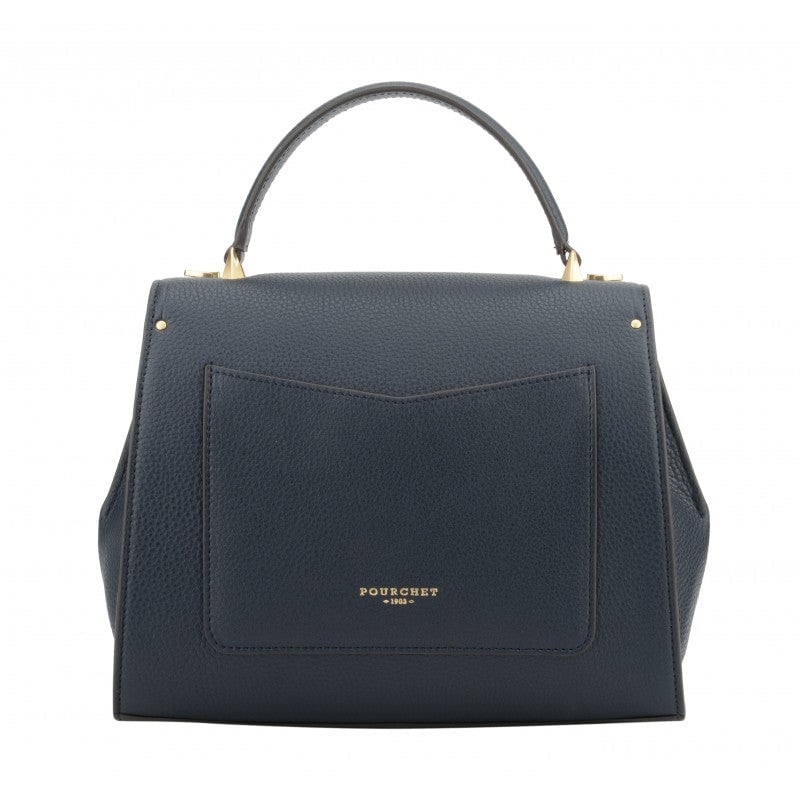 Grained calfskin handbag POURCHET Blue