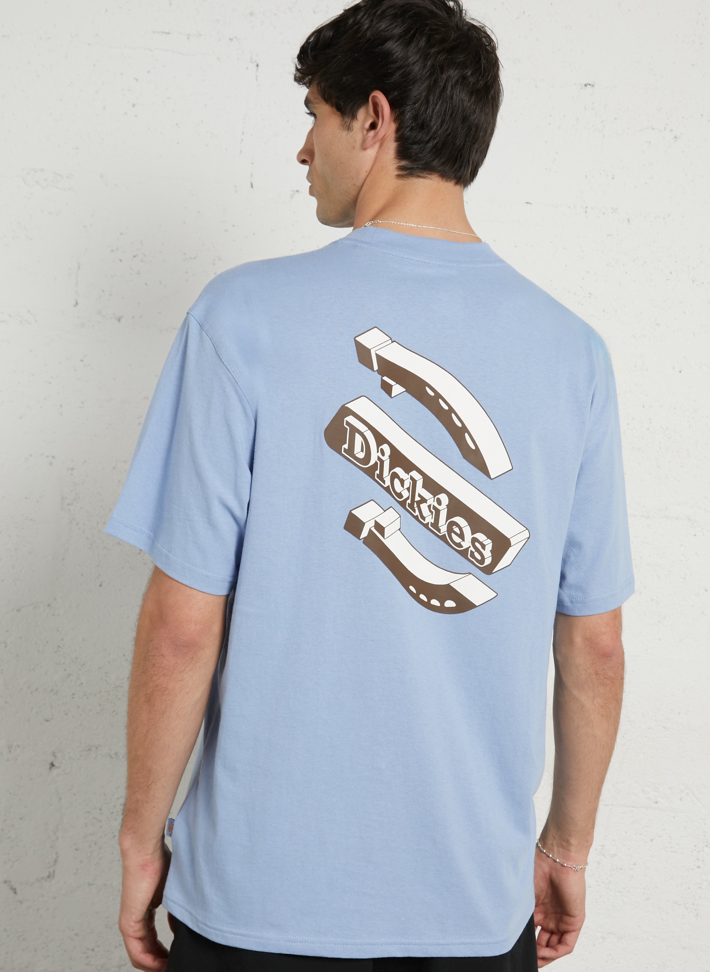 Tee-shirt droit col rond sérigraphié en coton DICKIES Bleu