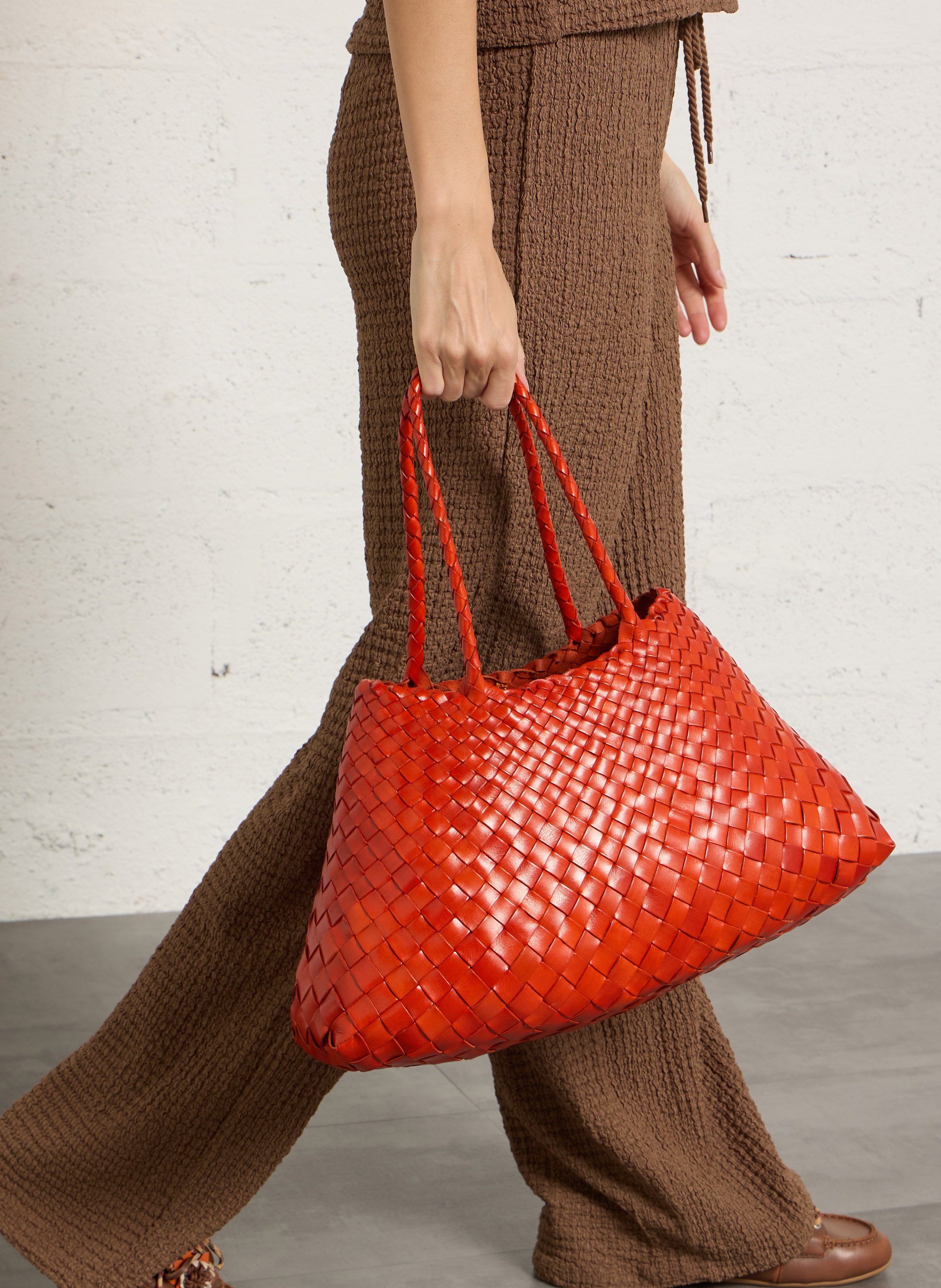 Woven leather basket DRAGON DIFFUSION Orange