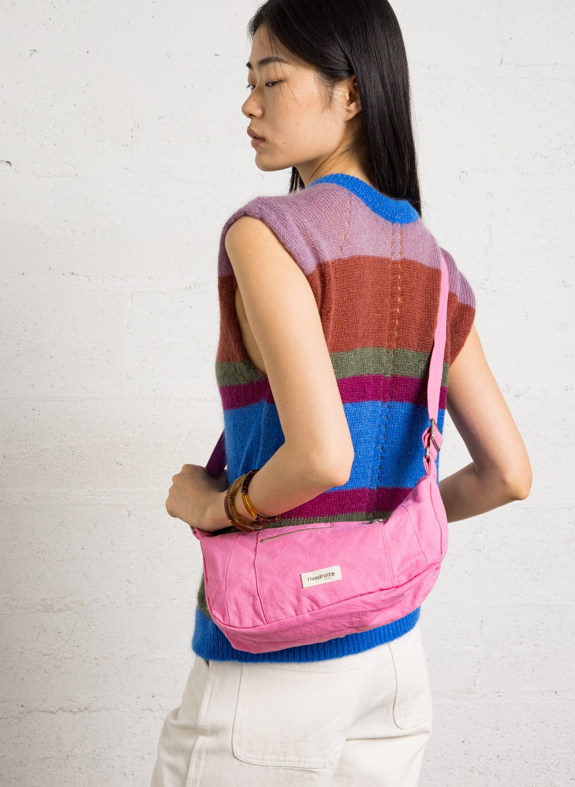 Crossbody bag in blended recycled cotton RIVEDROITE PARIS Pink
