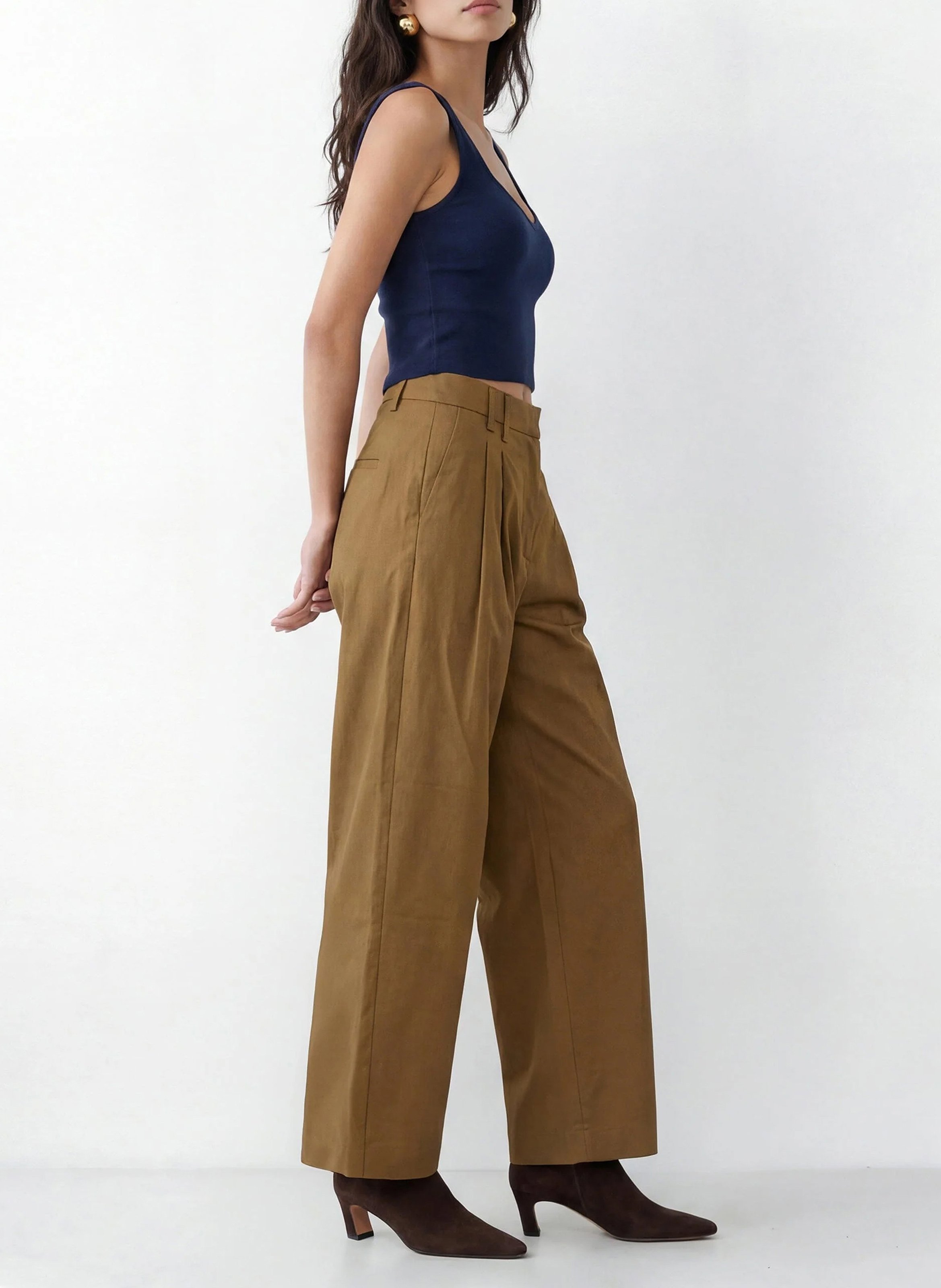 Eng anliegendes Top mit V-Ausschnitt aus Baumwollmischung KOOKAI Blau