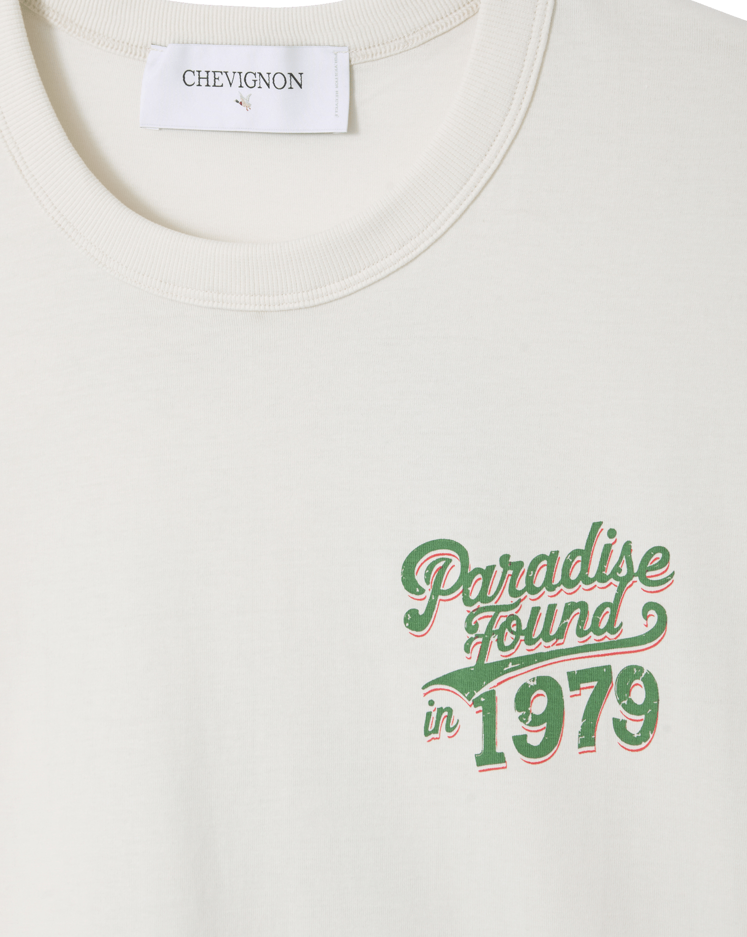 Tee-shirt droit sérigraphié en coton bio CHEVIGNON Blanc