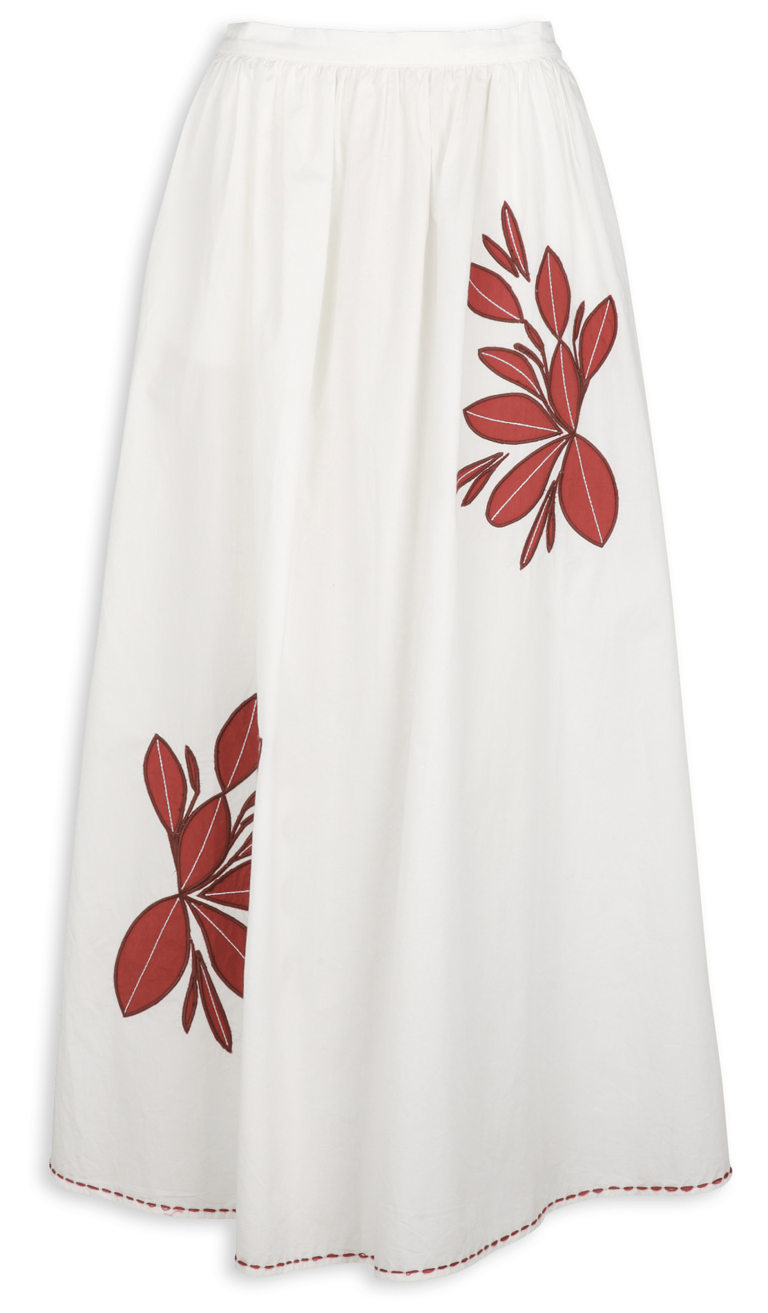 Jupe longe évasée brodée en coton DIEGA Multicolore