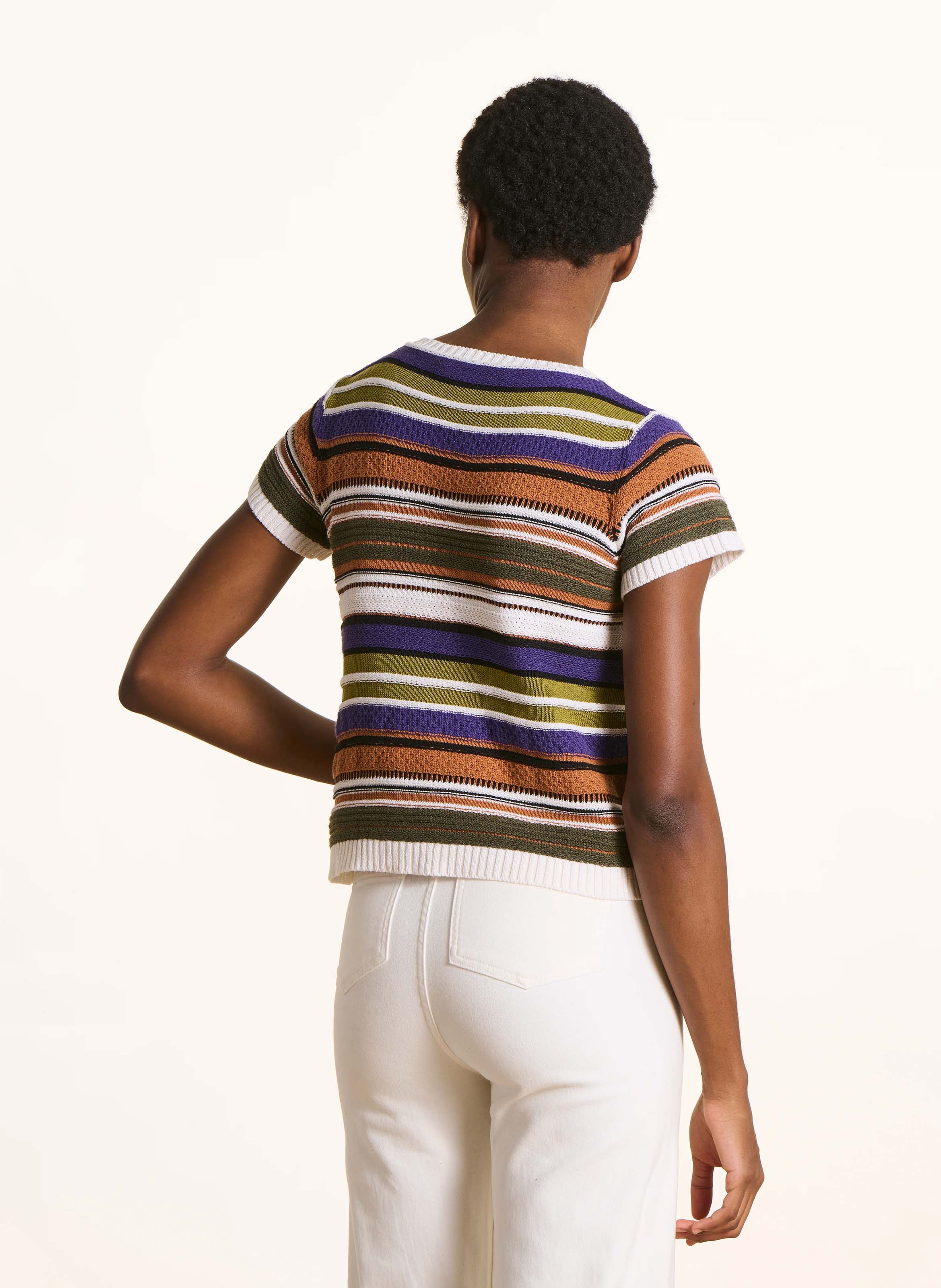 Kurzer Rundhalspullover mit Streifen LA FEE MARABOUTEE Mehrfarbig