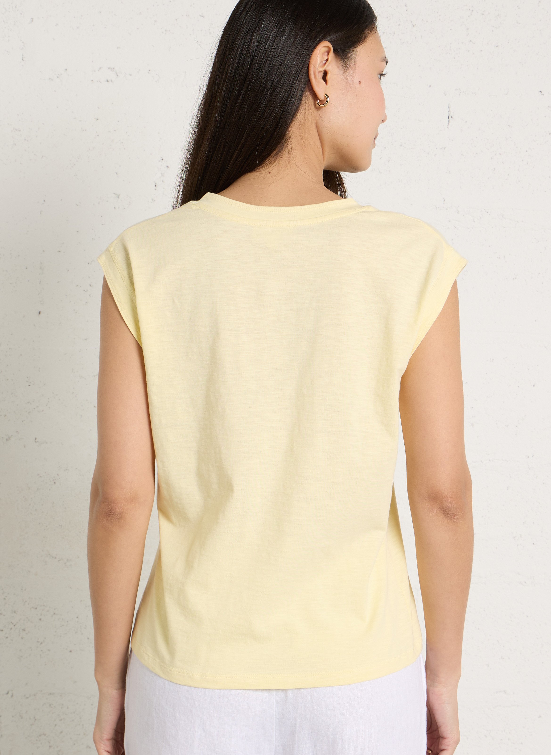 Tee-shirt col V en coton MAISON 123 Jaune