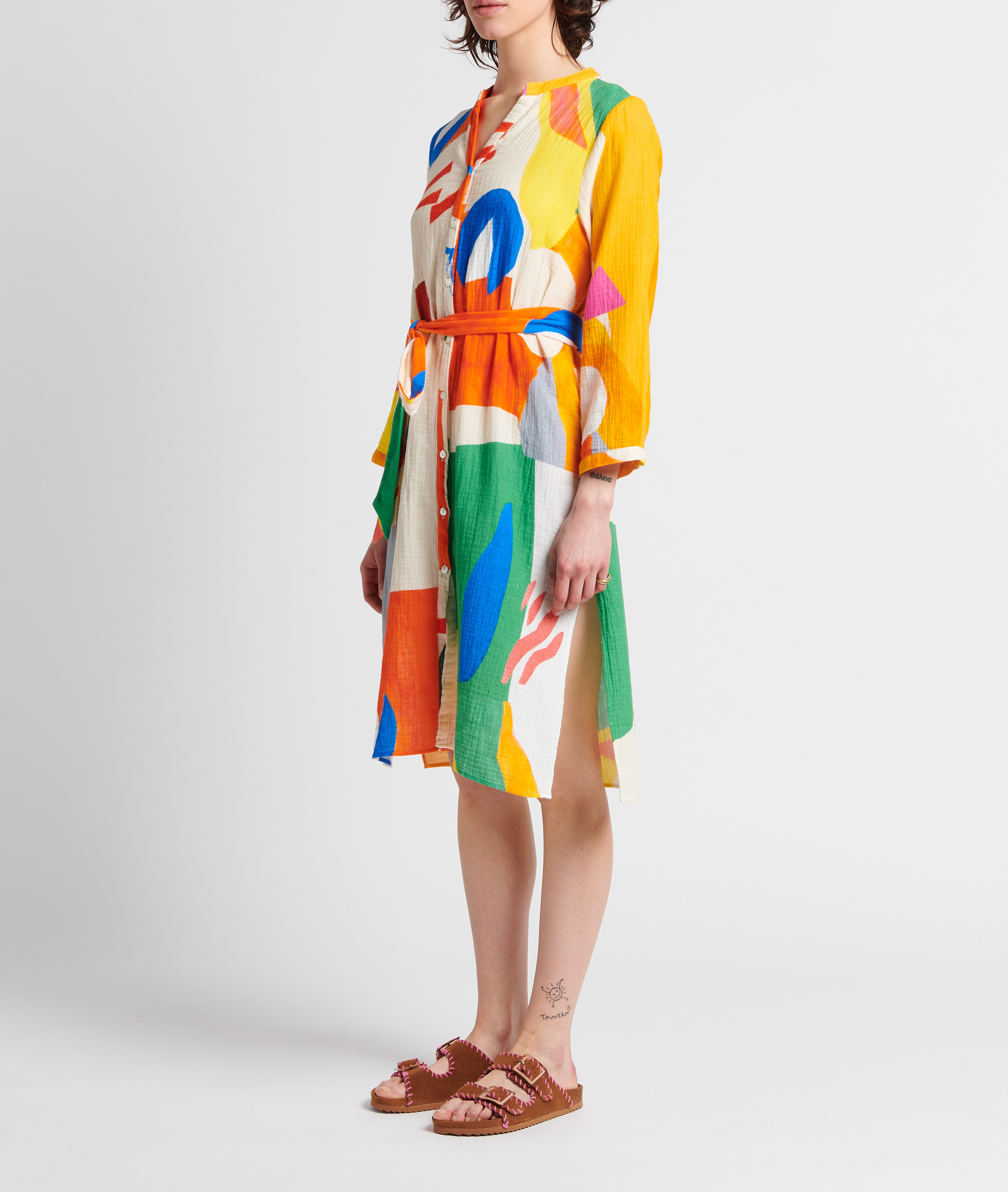 Printed cotton midi shirt dress G.KERO Multicolored