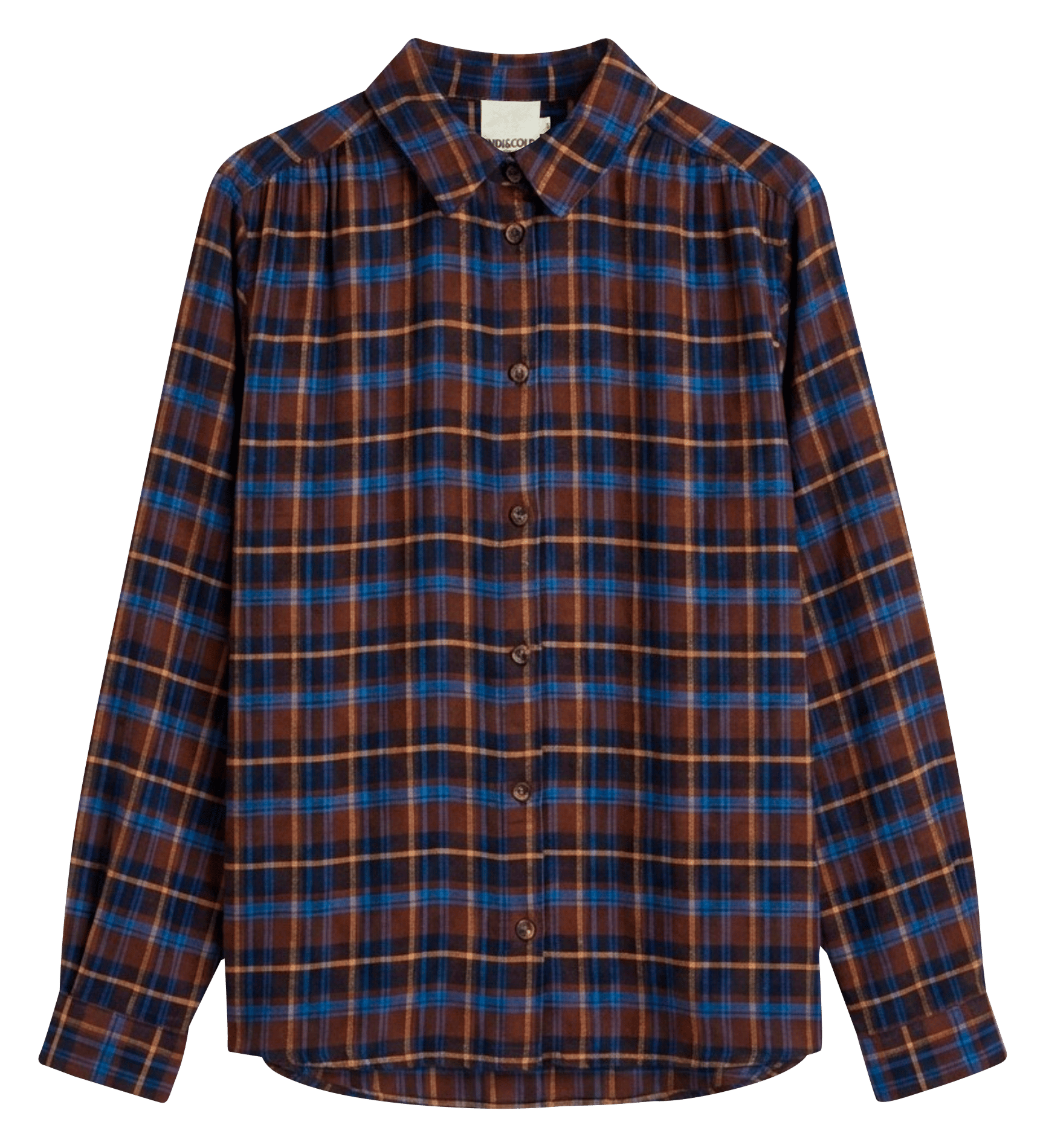 Chemise droite à carreaux INDI & COLD Marron