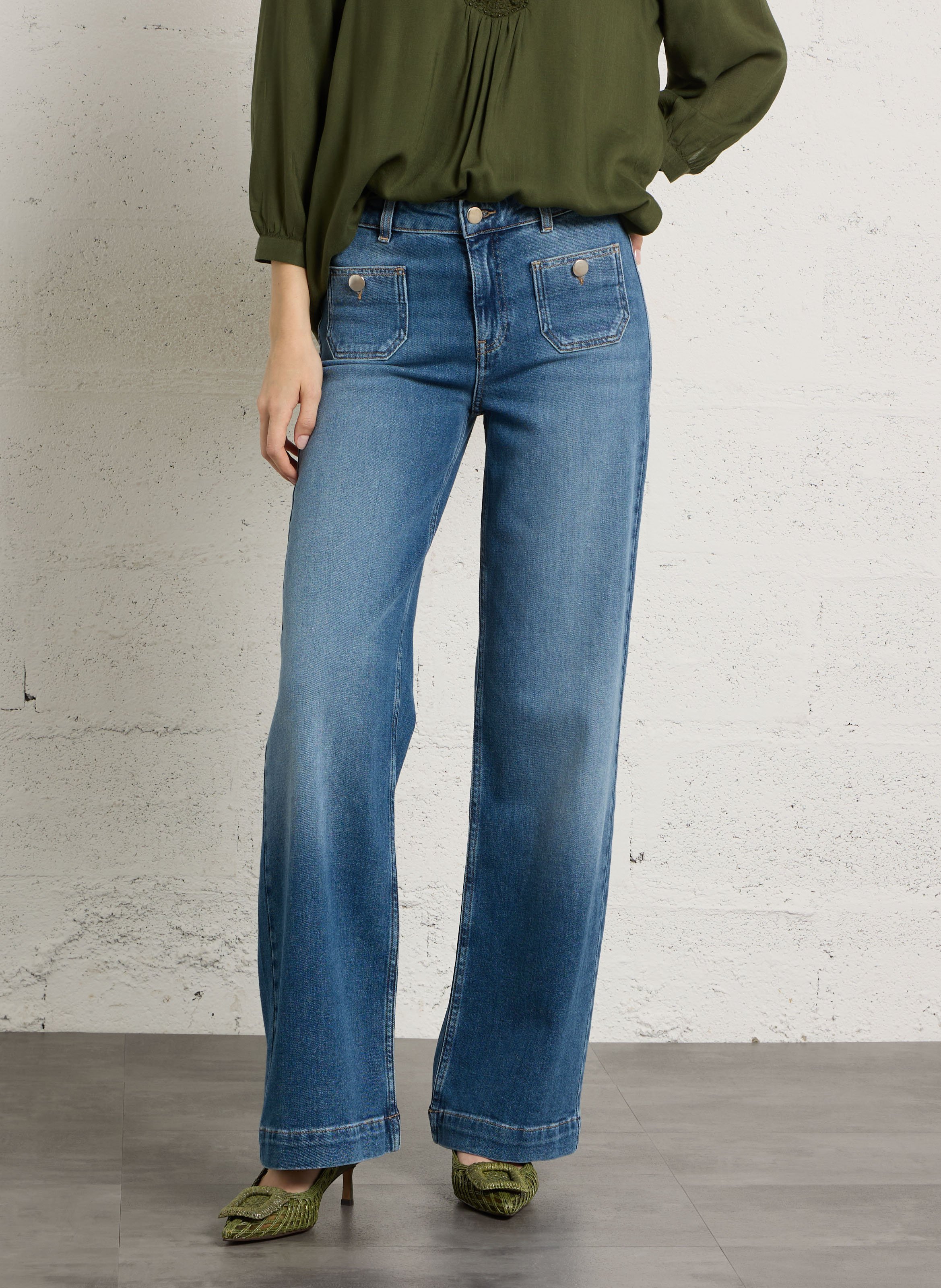 Cotton-blend wide-leg jeans MAISON 123