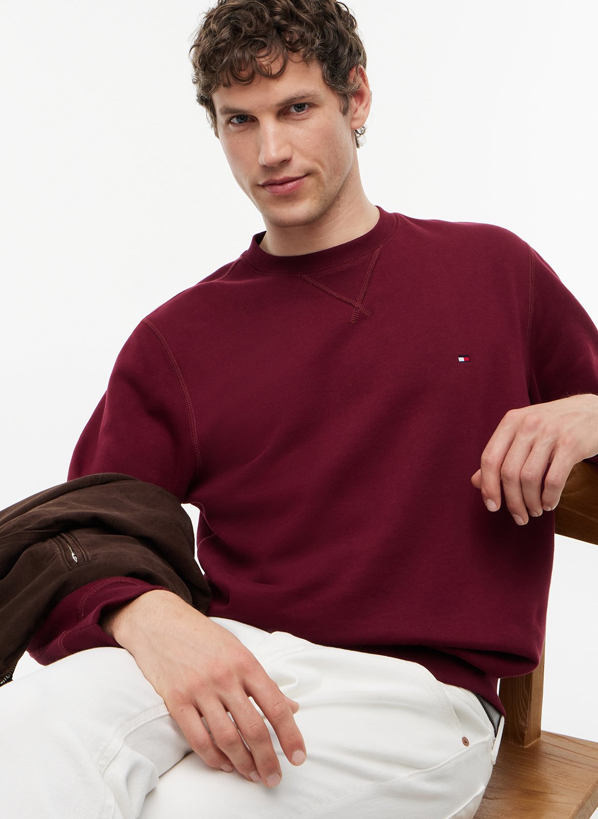 Sweat droit col rond en coton mélangé TOMMY HILFIGER Violet