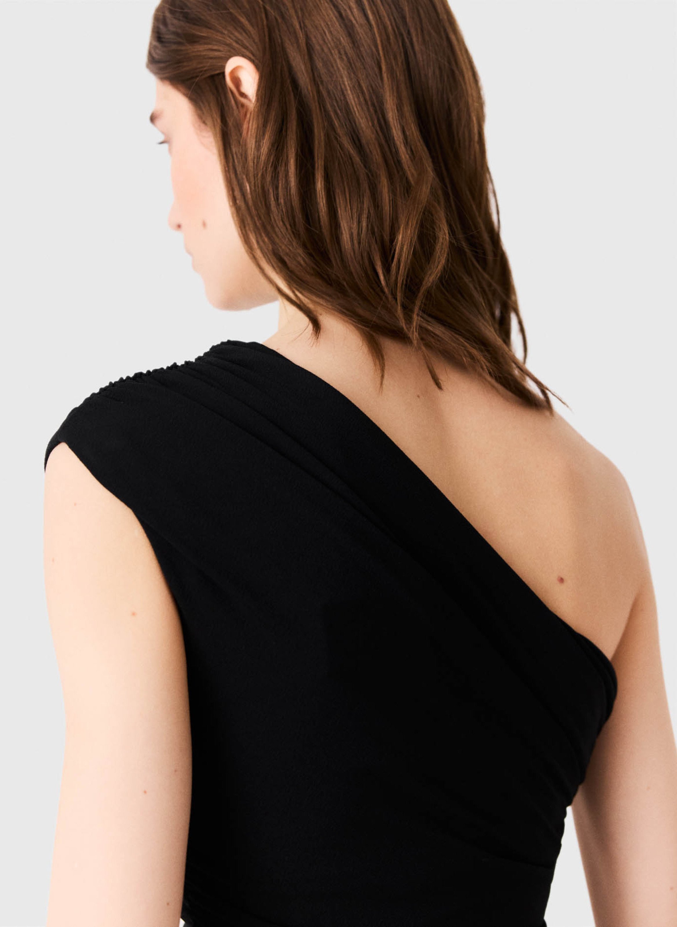 Body drapé asymétrique uni MAJE Noir