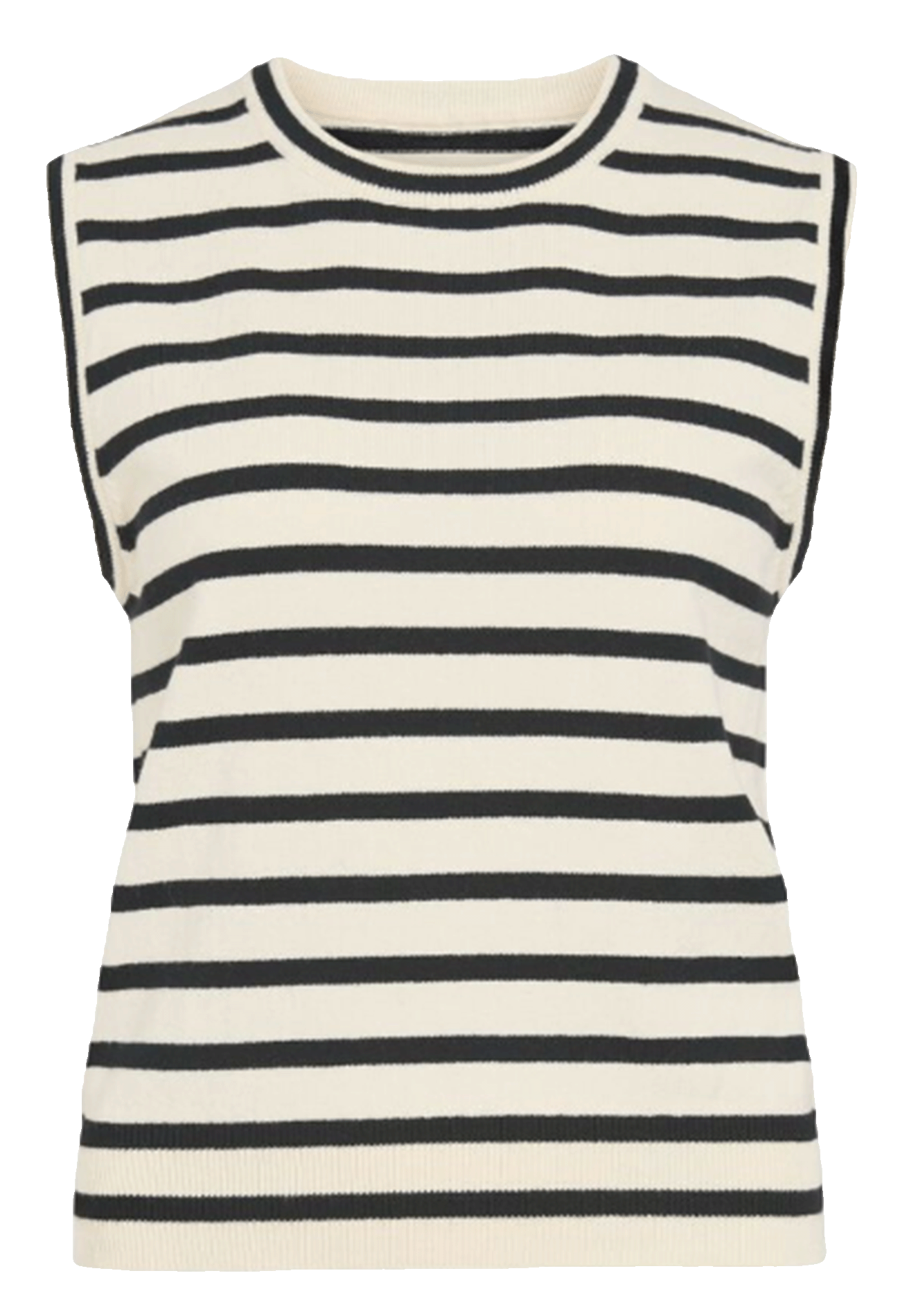 Pull droit col rond en coton bio mélangé rayé ROUGE EDIT Beige