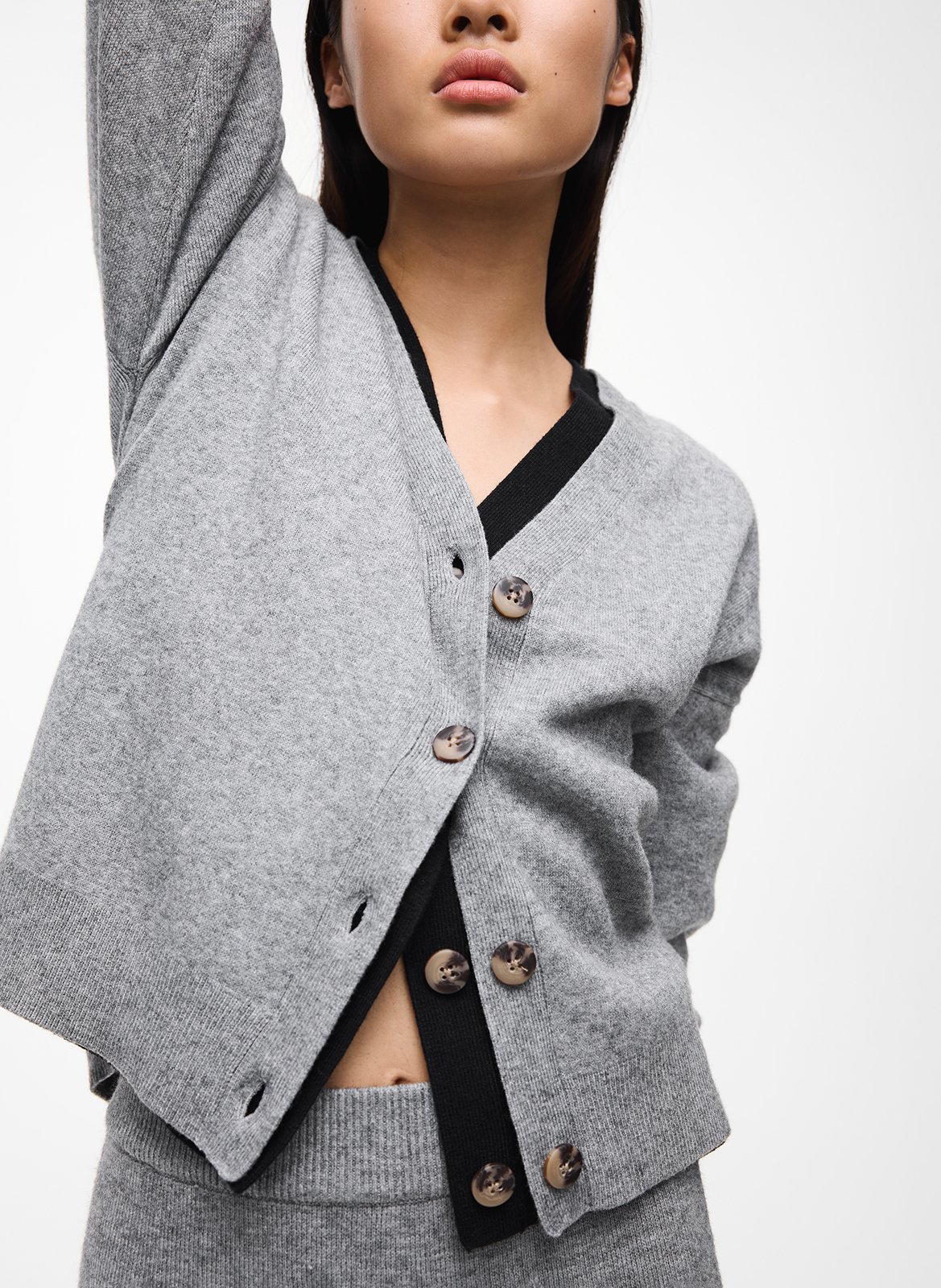 Oversized vest met V-hals in gebreide stof VILA Grijs
