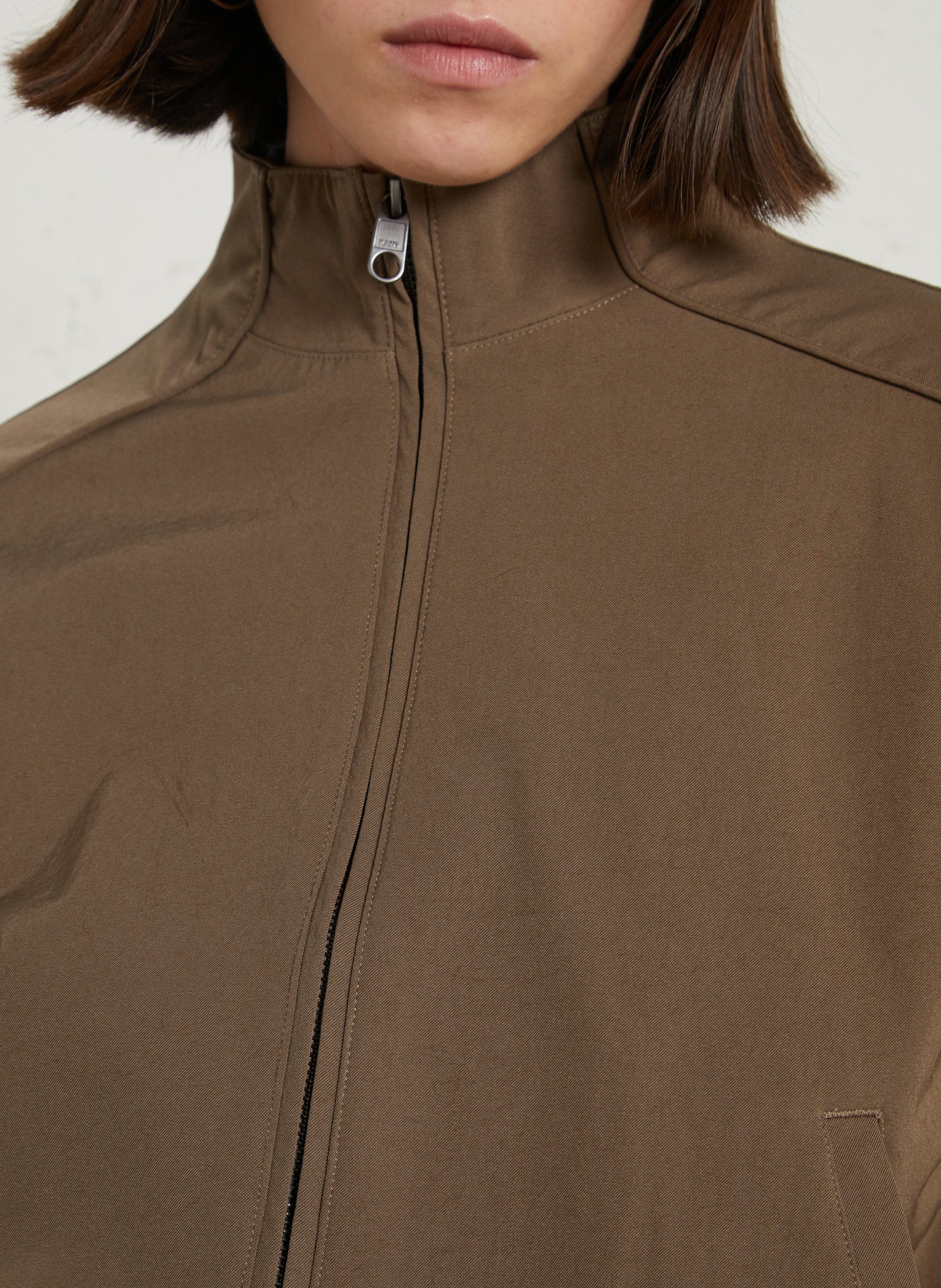 Oversized high collar jacket RAINS Brown
