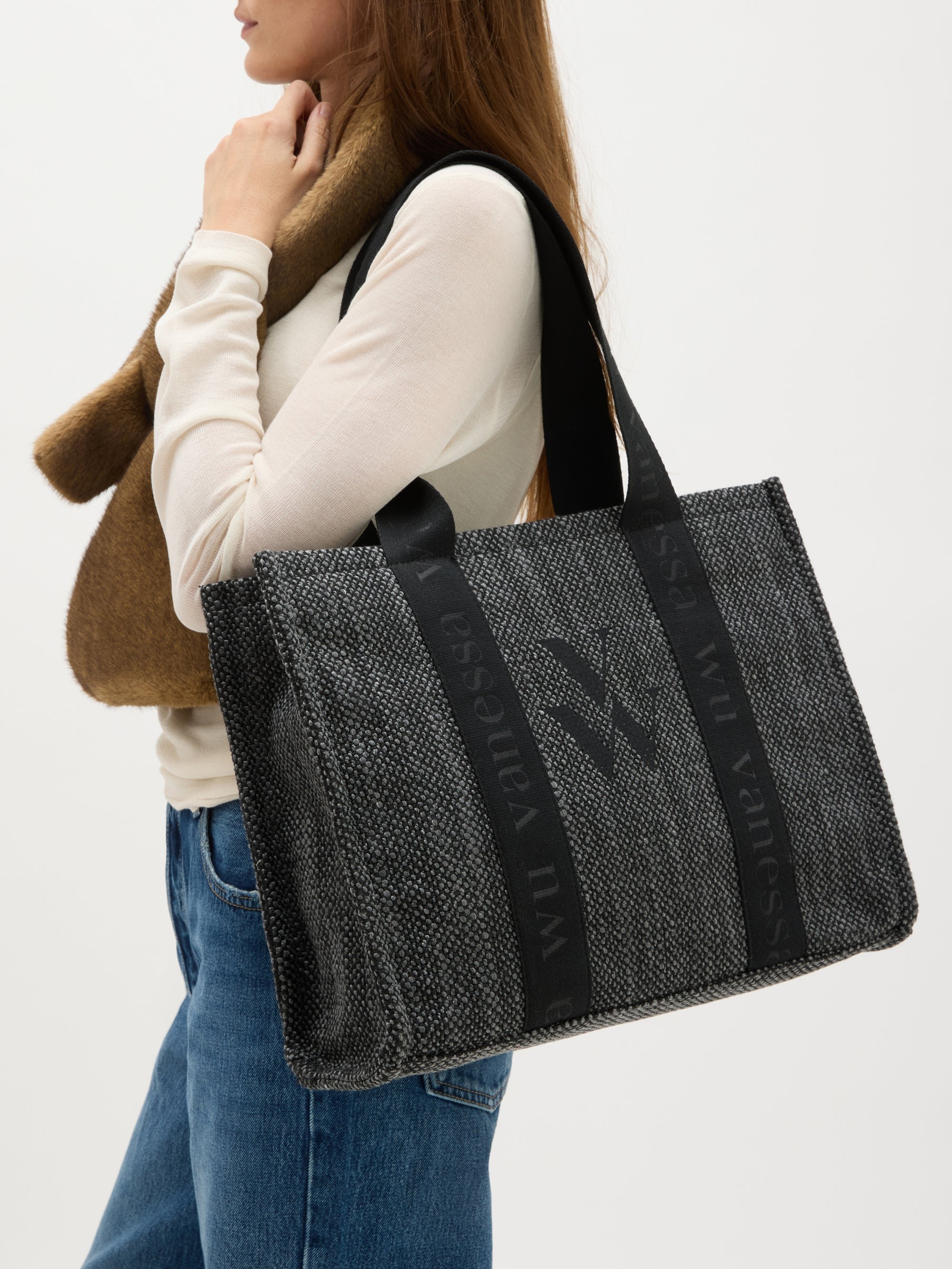Oversized tote bag with handles | Grey VANESSA WU Women