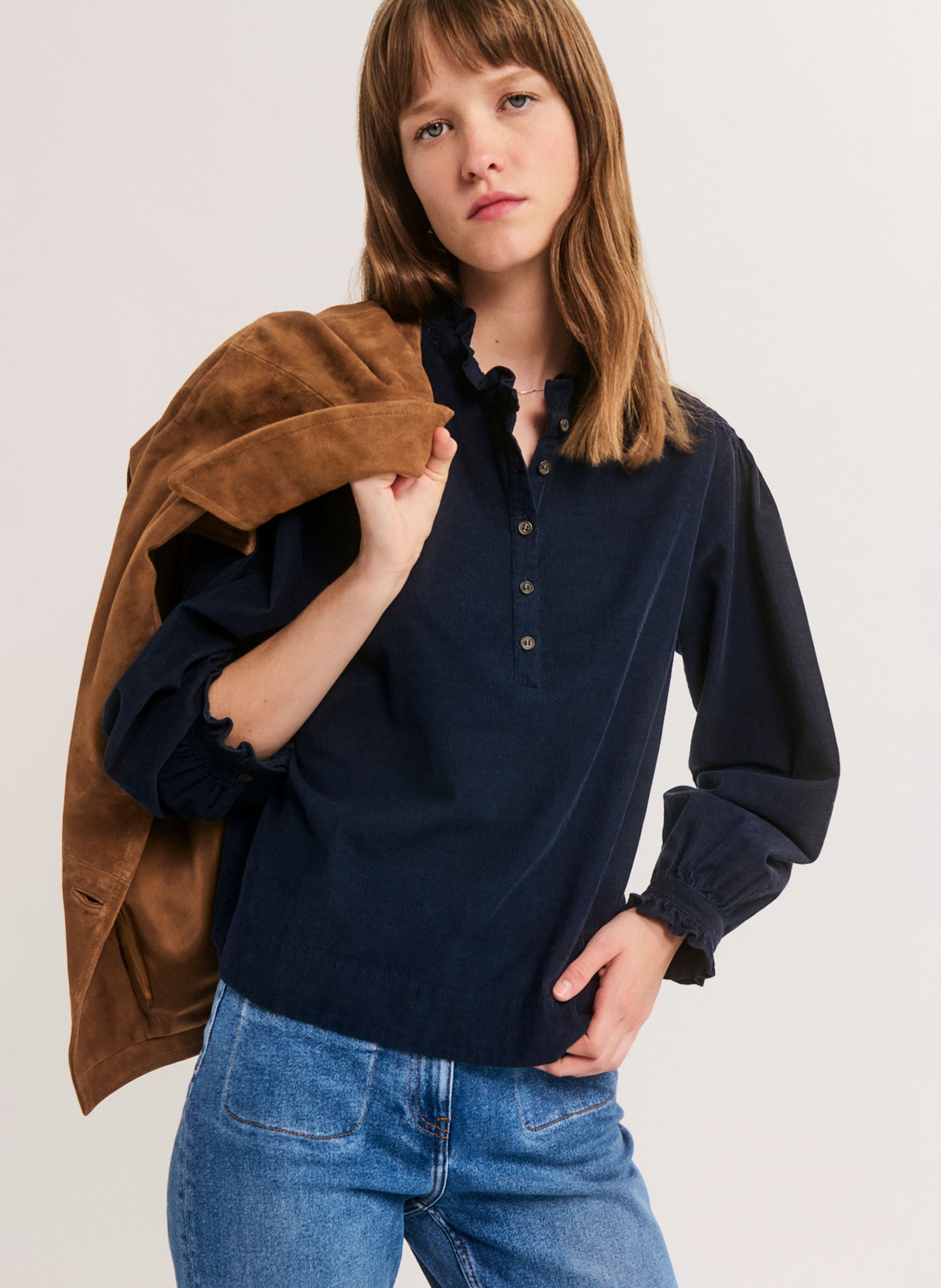 Loose-fit cotton blouse PABLO Blue