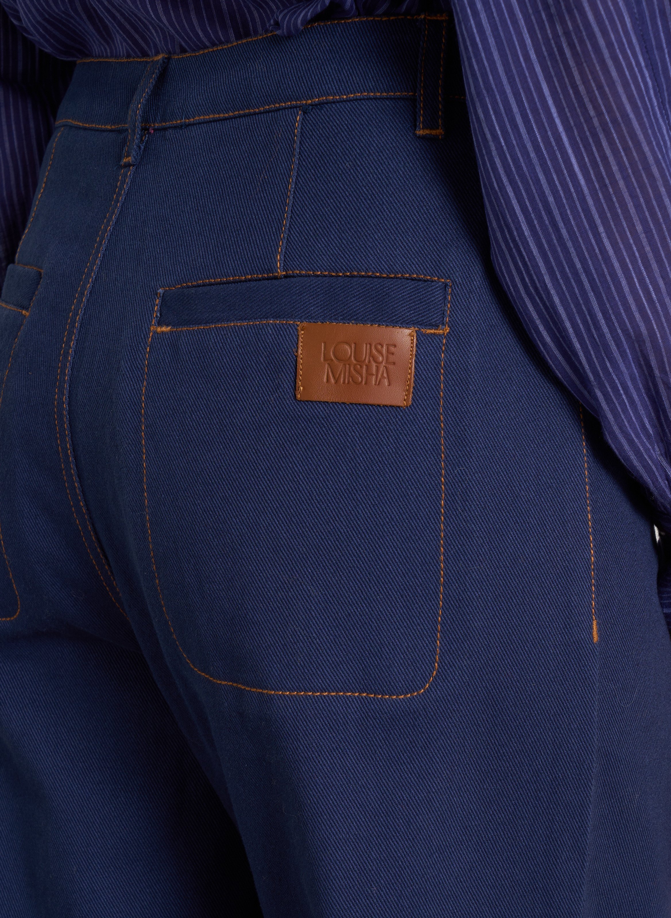 Cotton barrel jeans with topstitching LOUISE MISHA Blue