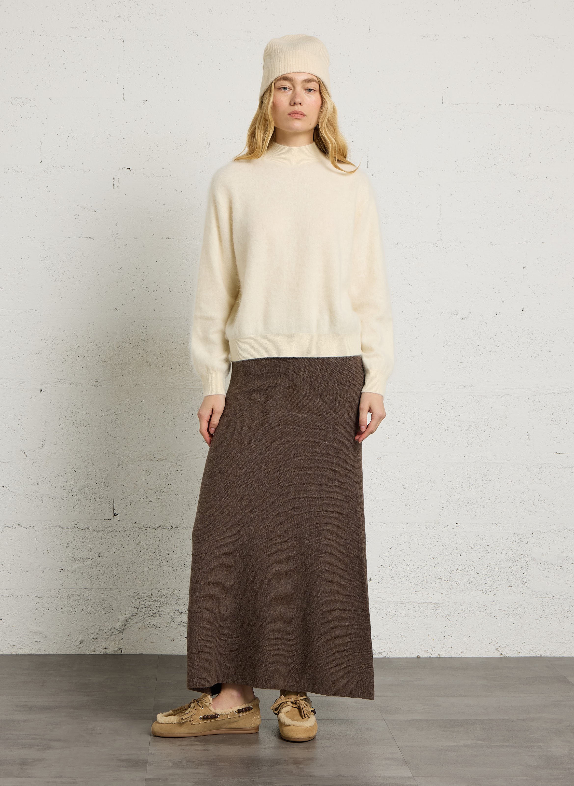 Pull oversize en laine et cachemire MAJESTIC FILATURES Beige