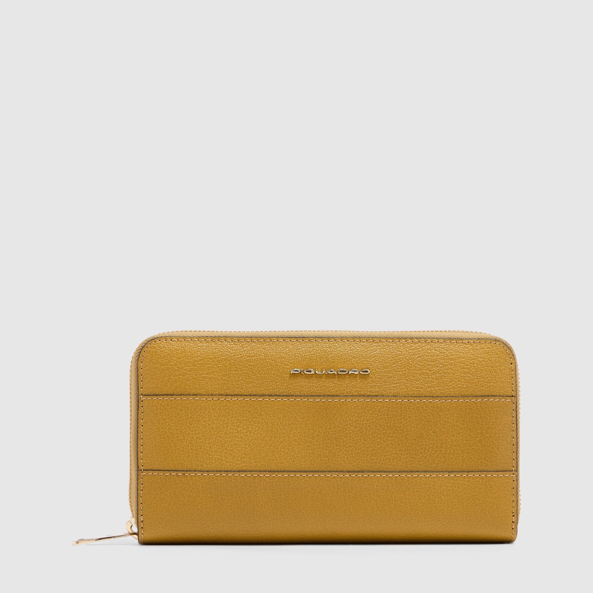 Women's zip-around wallet with four compartments PIQUADRO Yellow