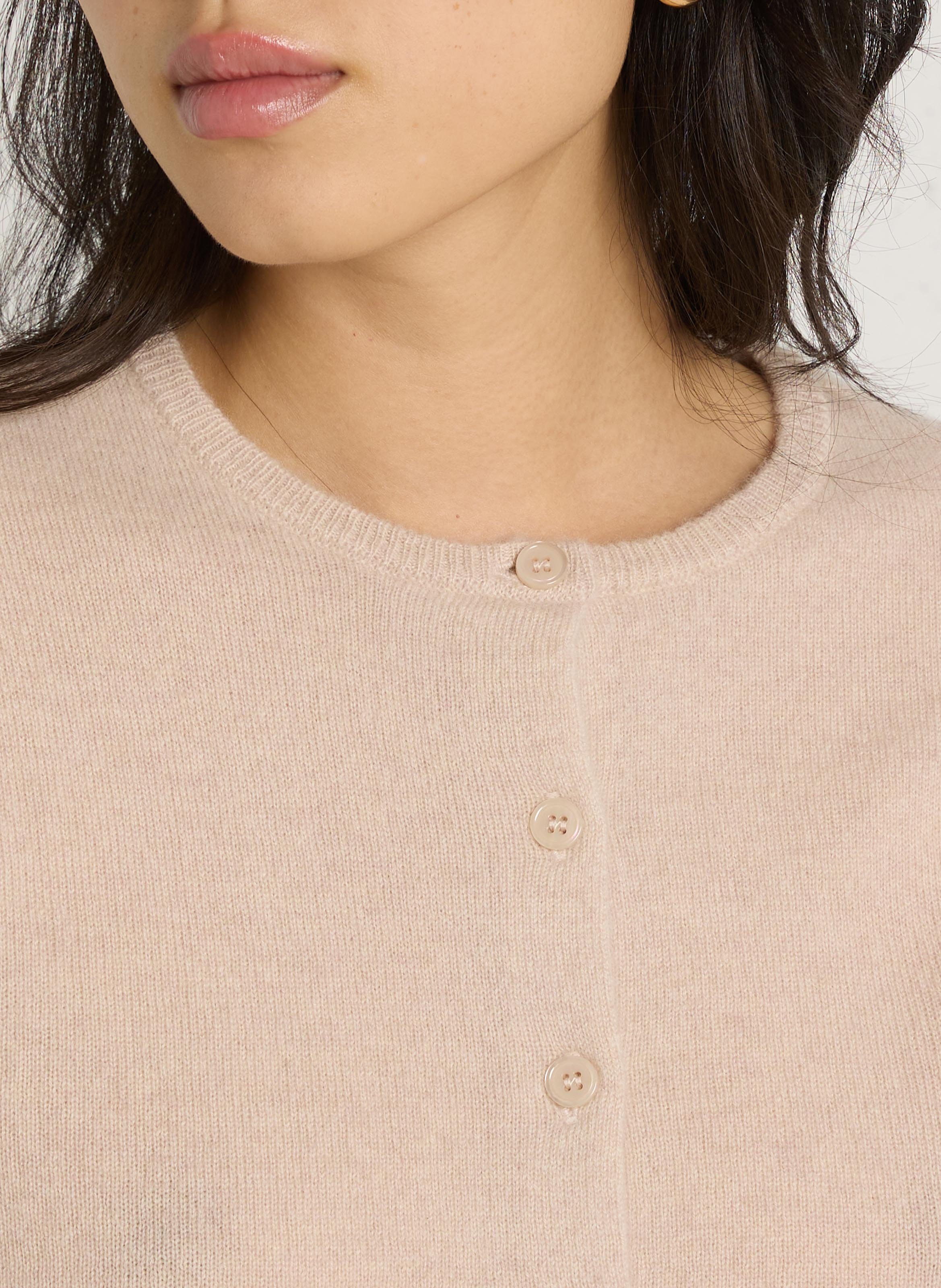 Rechte ronde hals kasjmier vest SUD EXPRESS Beige