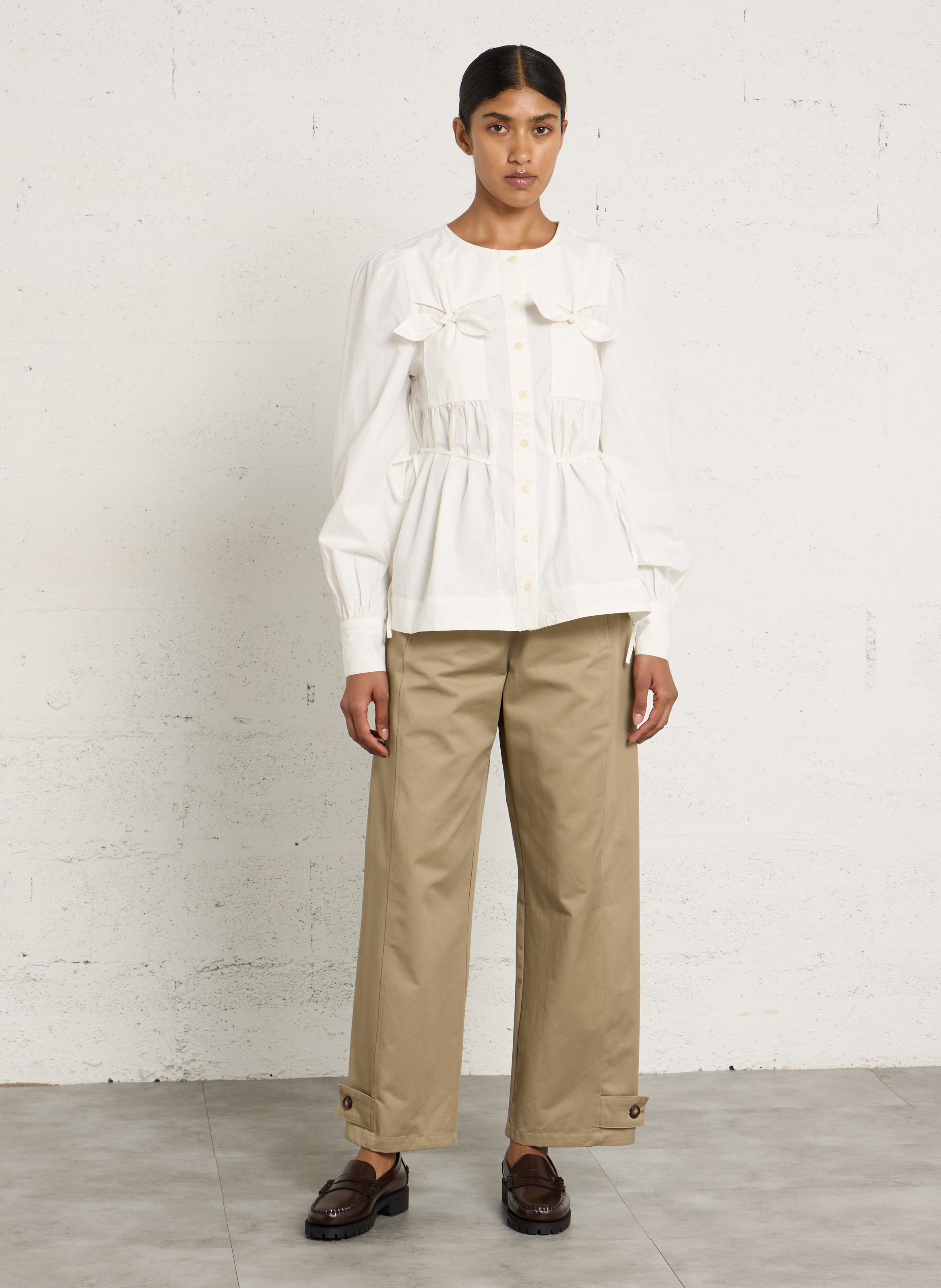 Blouse col classique en coton DAMSON MADDER Blanc