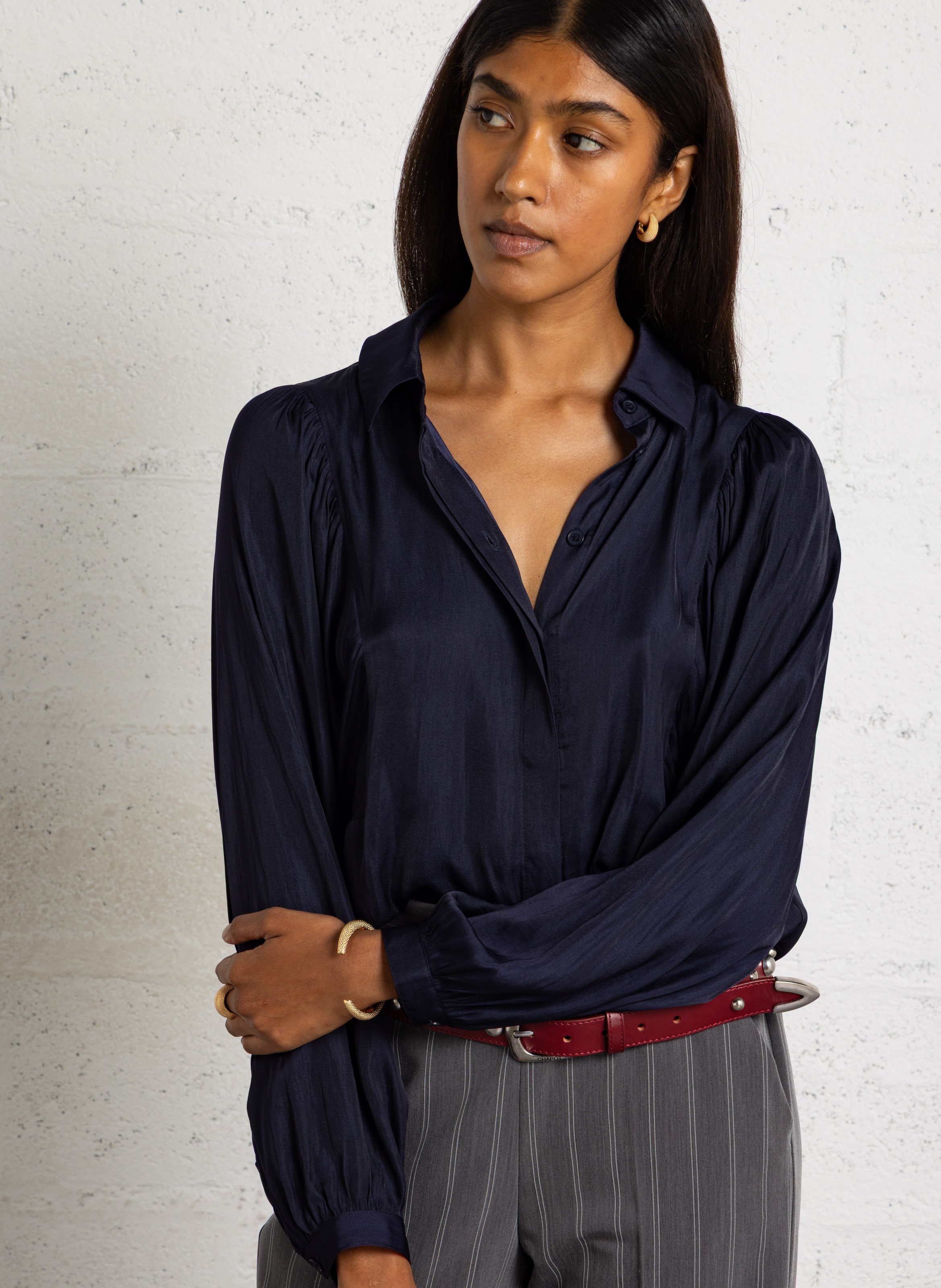 Fitted shirt with classic collar MAISON 123 Blue