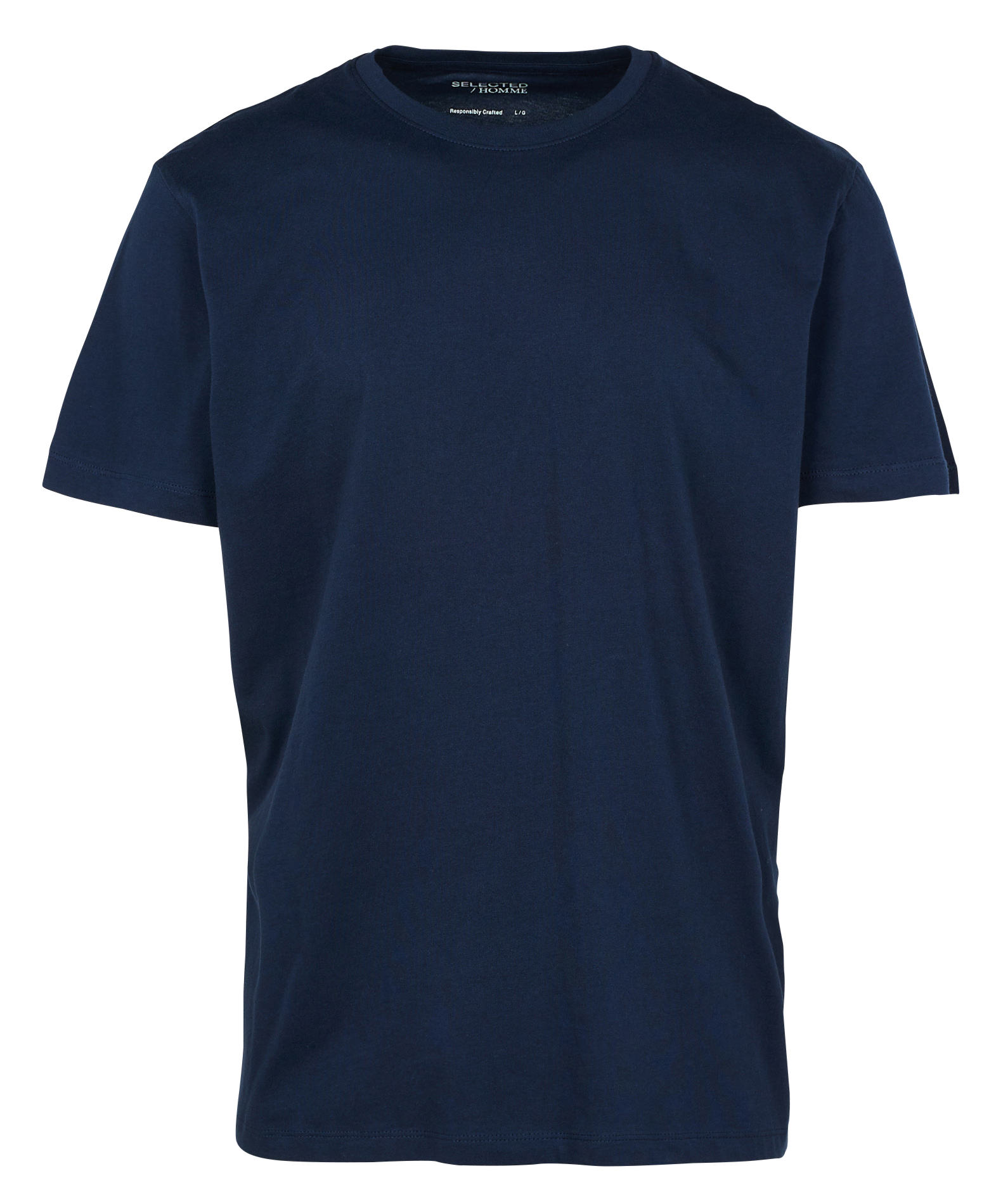 Tee-shirt droit col rond en coton Bleu