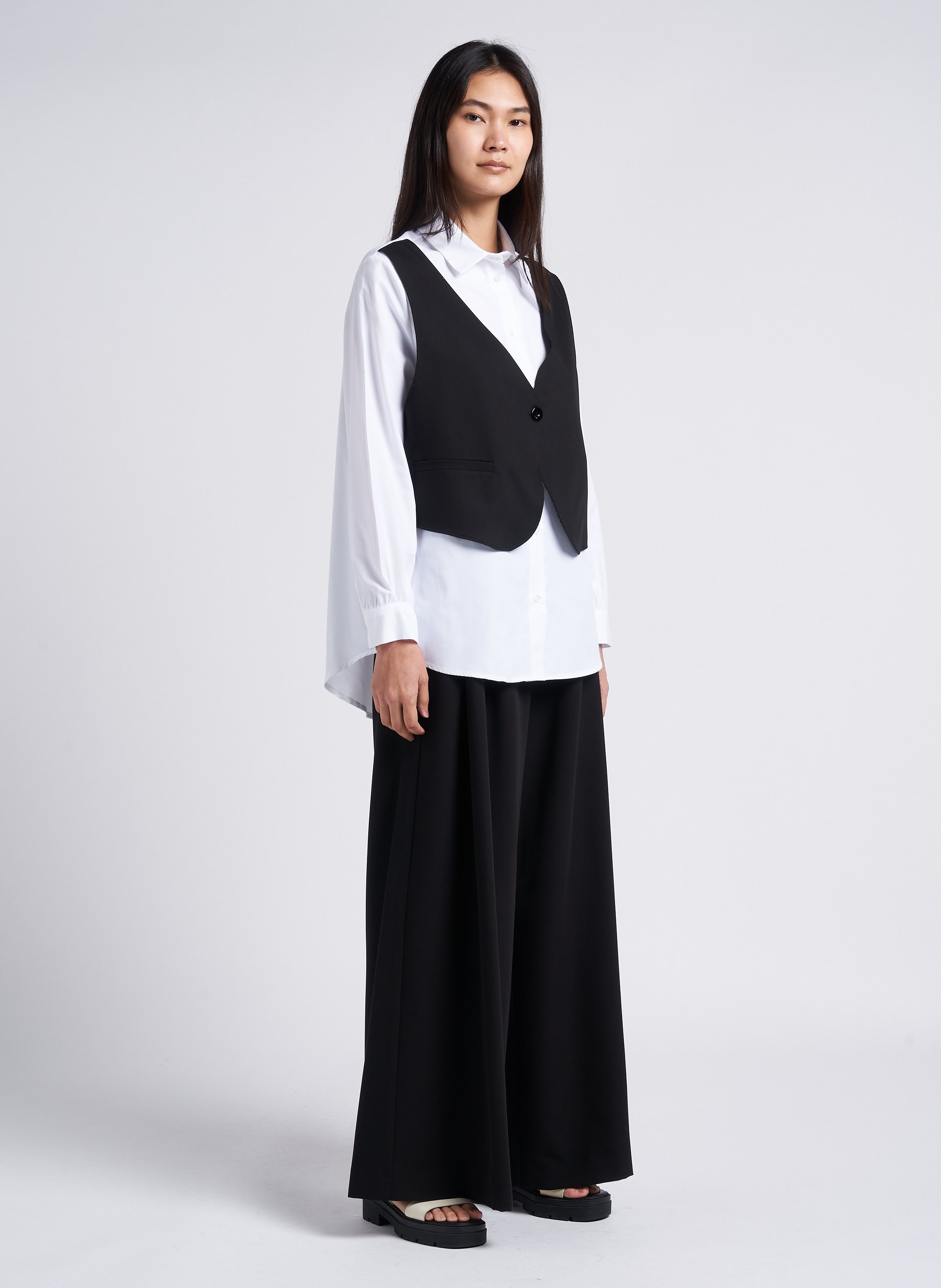 Straight layer-effect shirt with classic collar IMPERIAL White