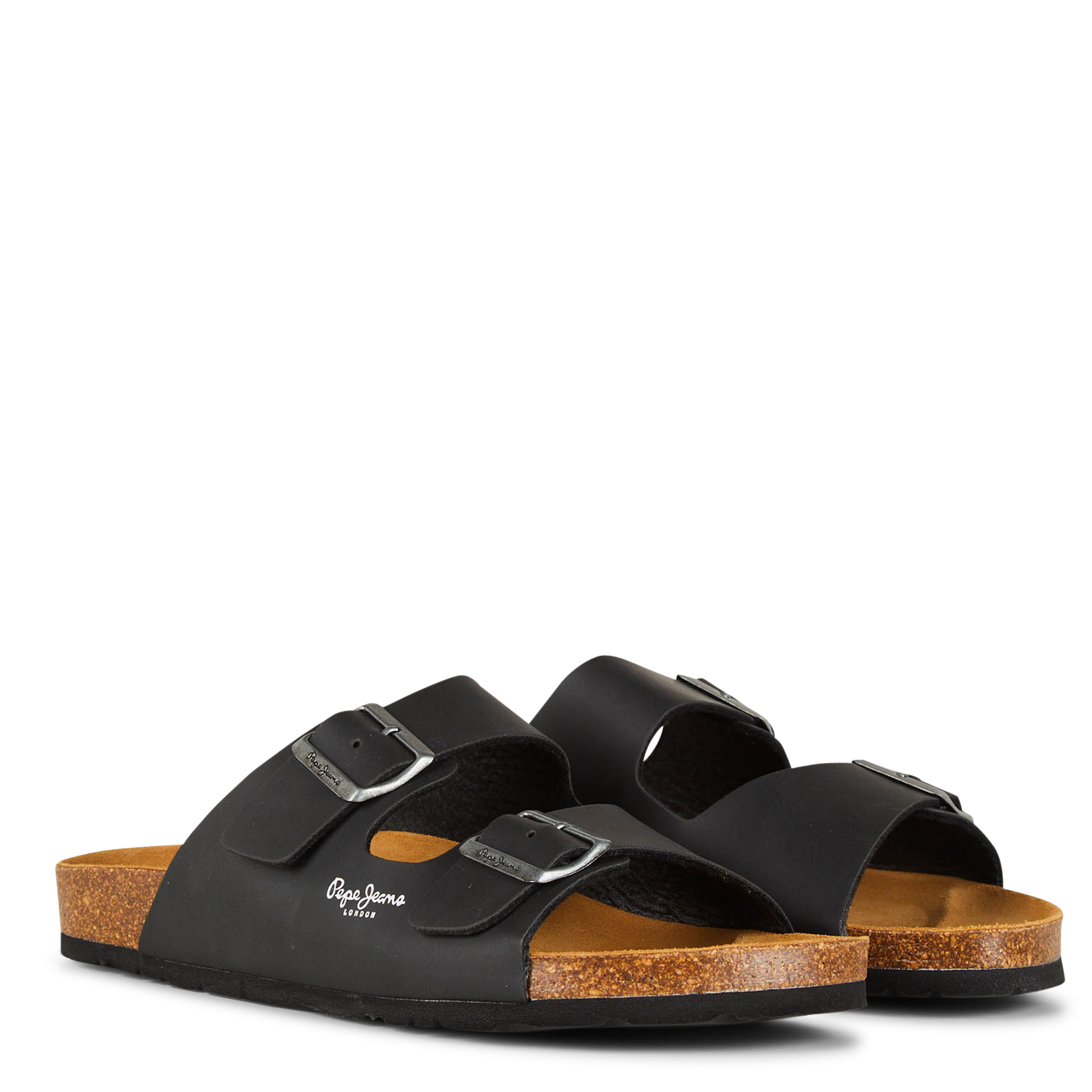 Flat sandals with buckles Black