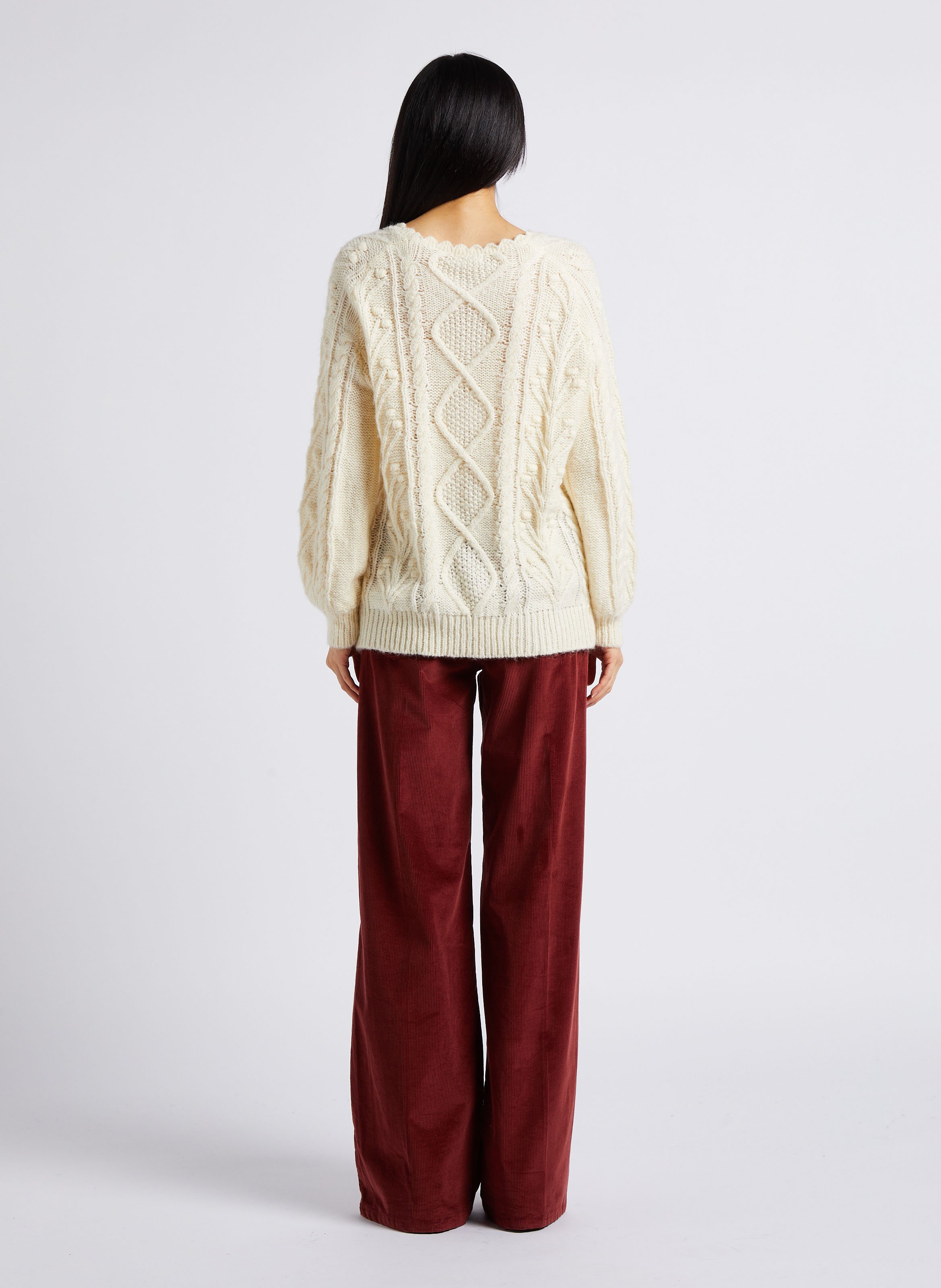 Pull col rond  tricot LOUISE MISHA Beige