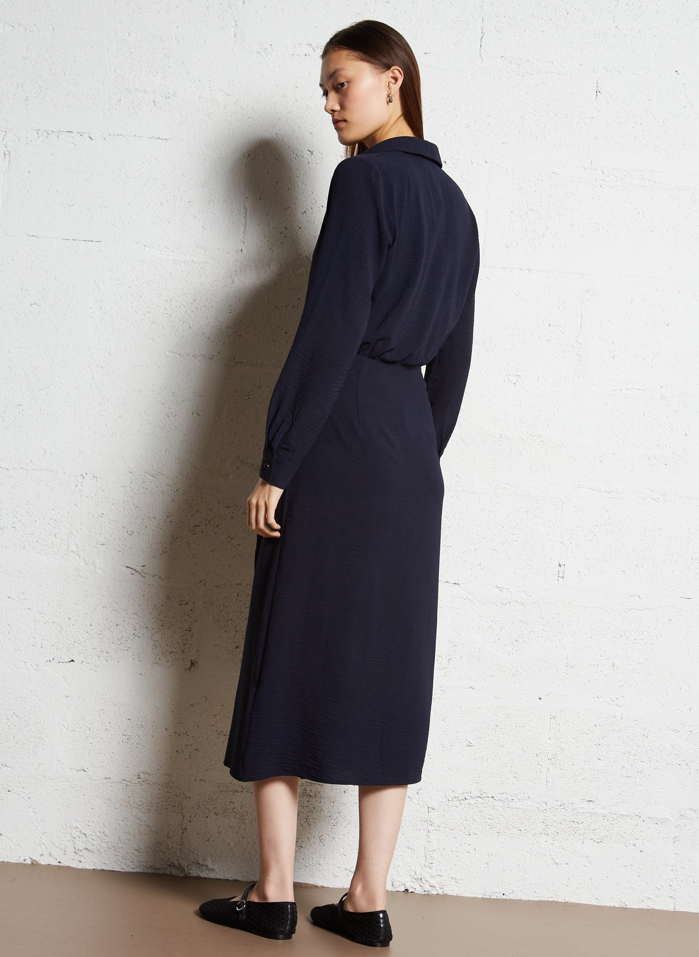 Lange jurk met overhemdkraagje LA PETITE ETOILE Blauw